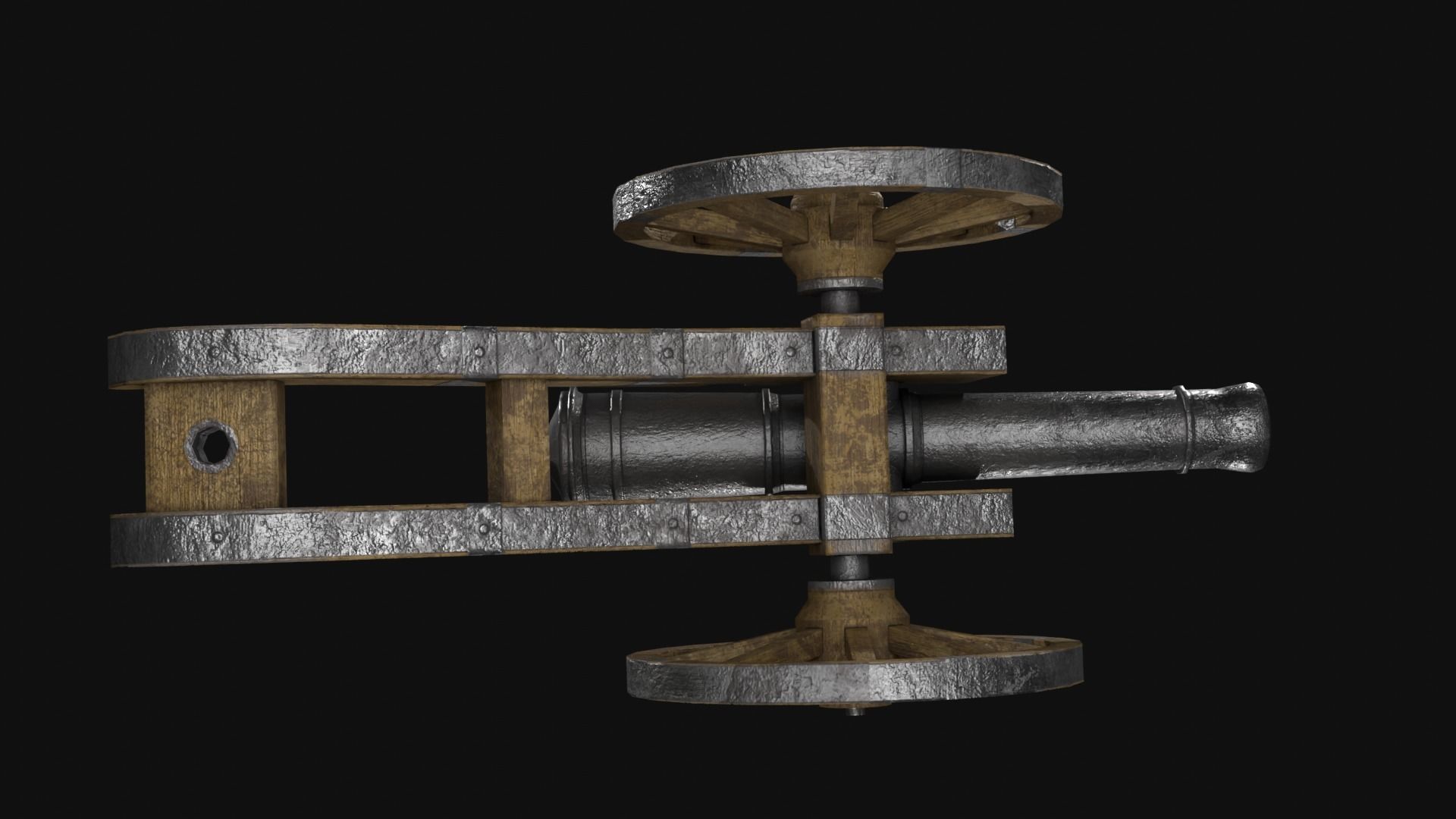 Field cannon 17th century Low-poly 3D model_7