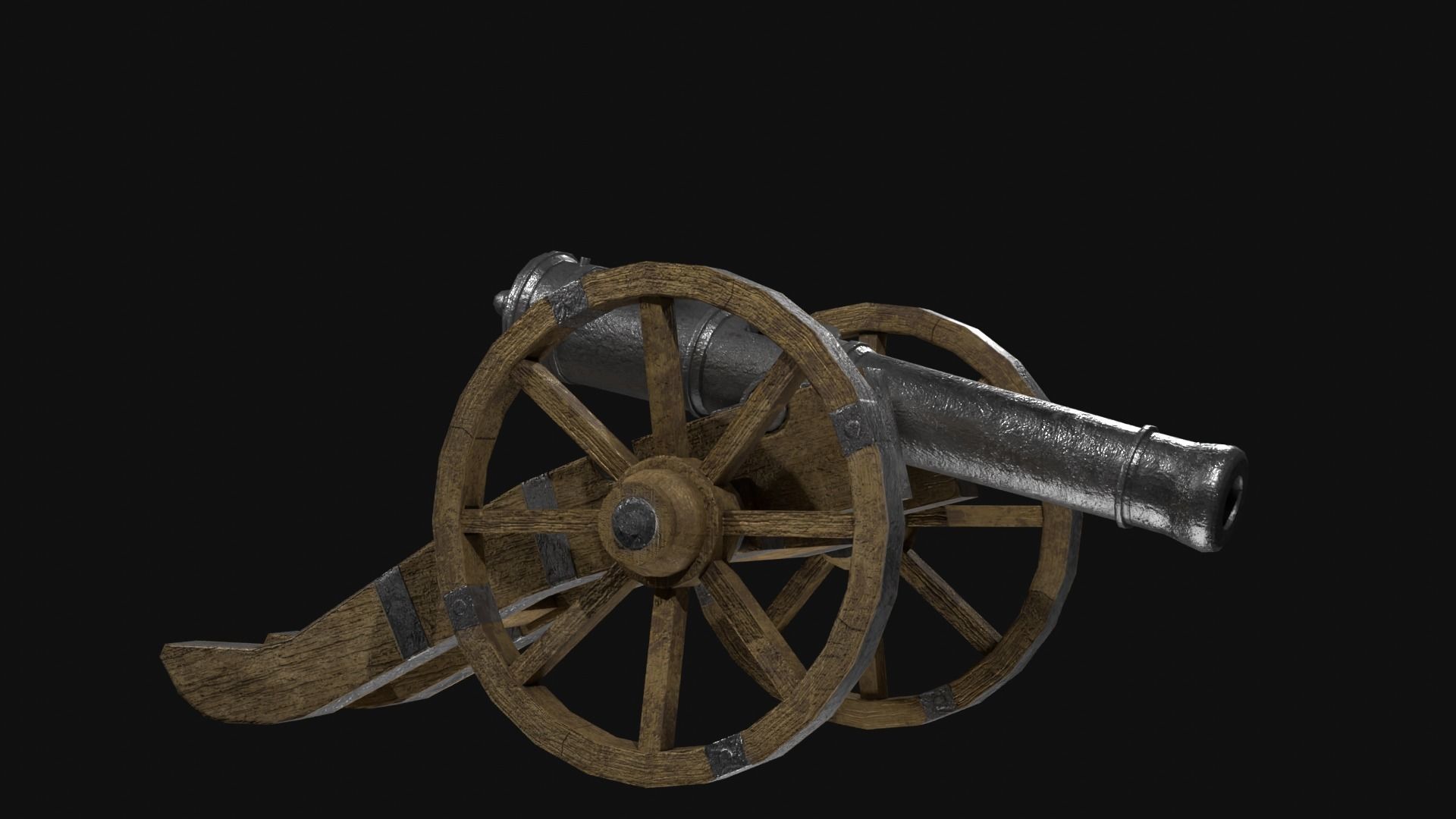 Field cannon 17th century Low-poly 3D model_8