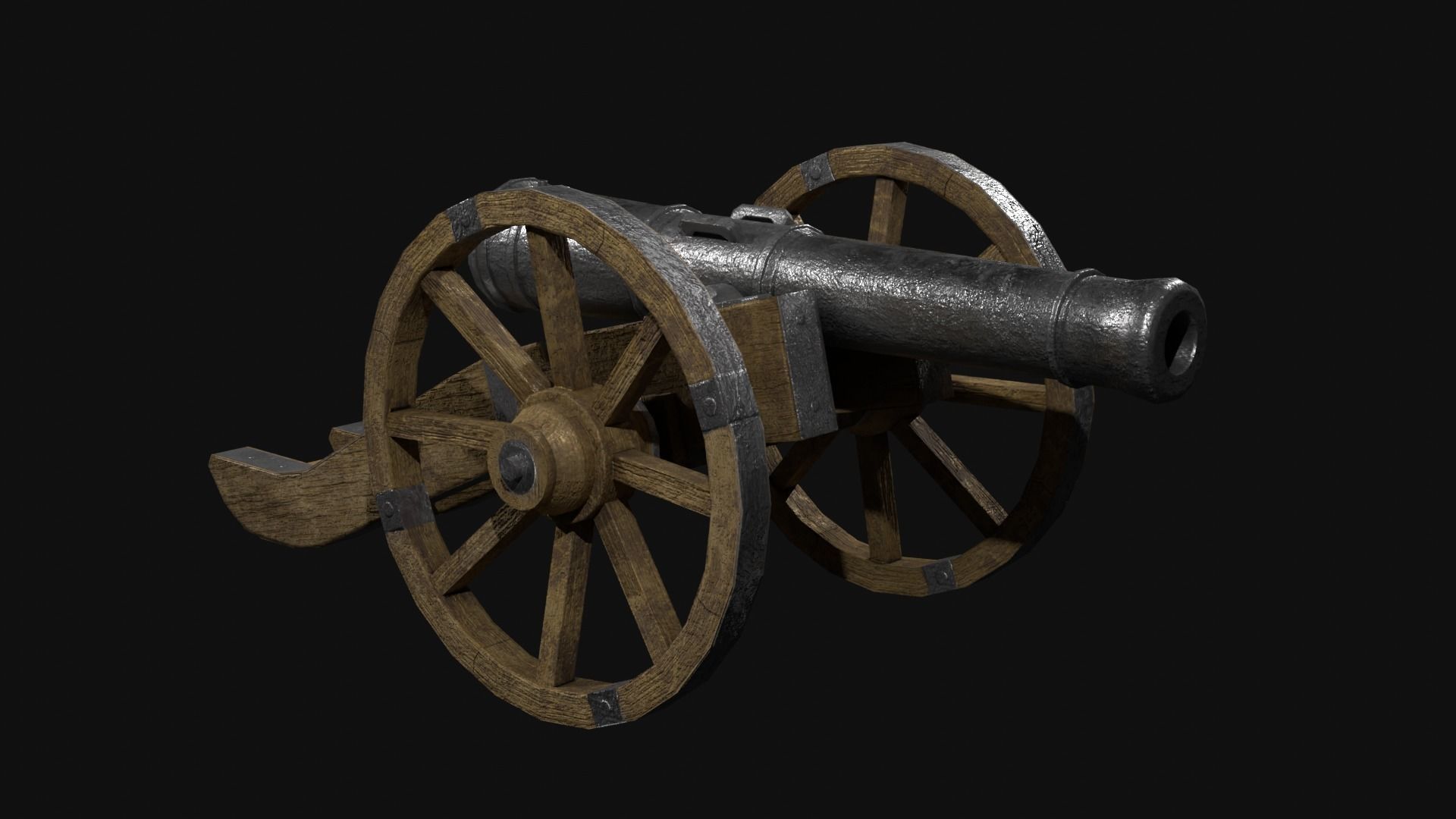 Field cannon 17th century Low-poly 3D model_1