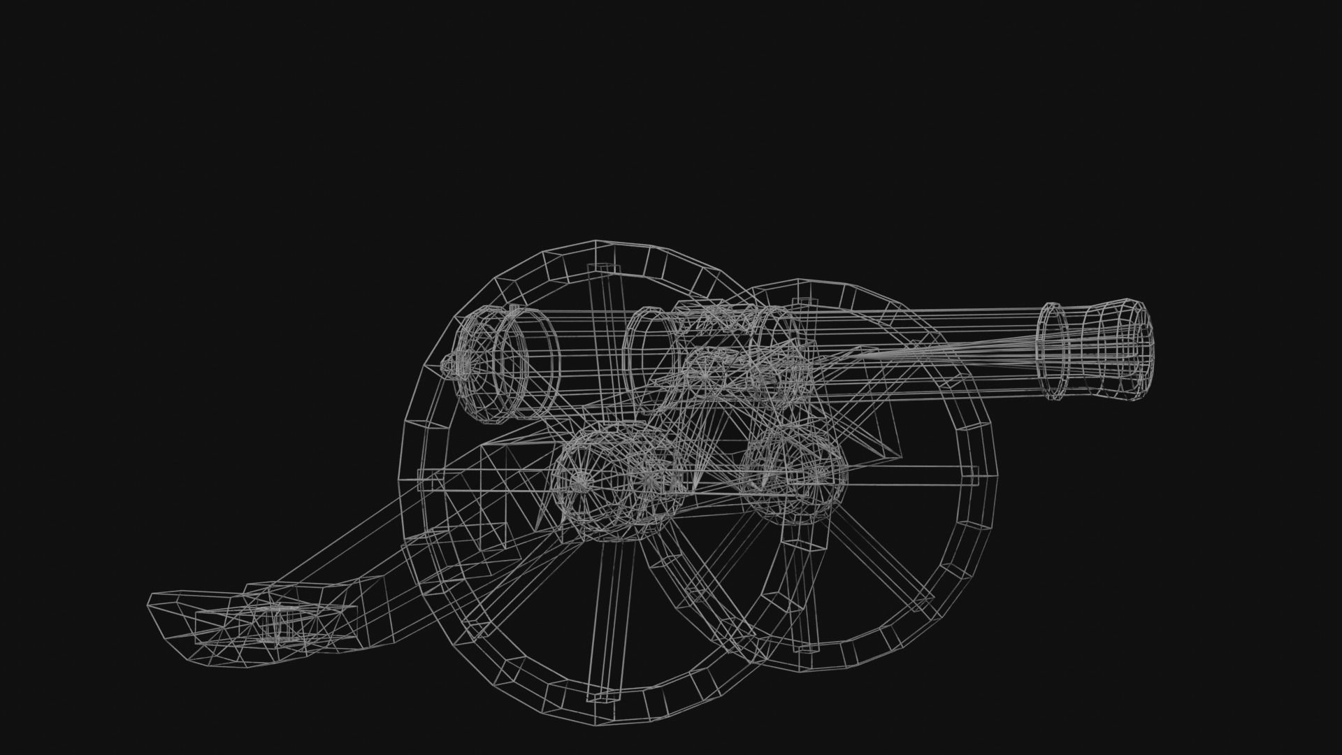 Field cannon 17th century Low-poly 3D model_15