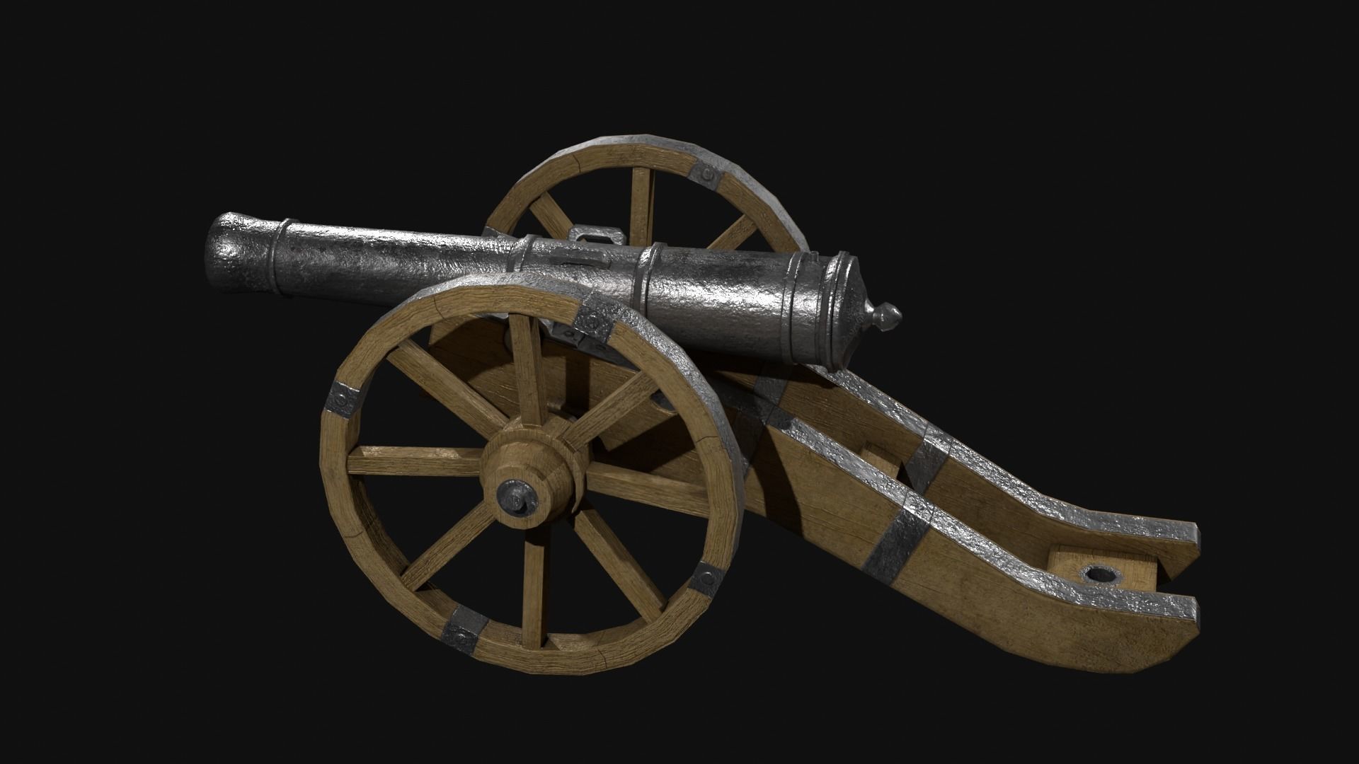 Field cannon 17th century Low-poly 3D model_11