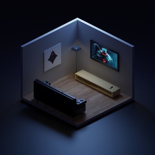 Living room Free low-poly 3D model