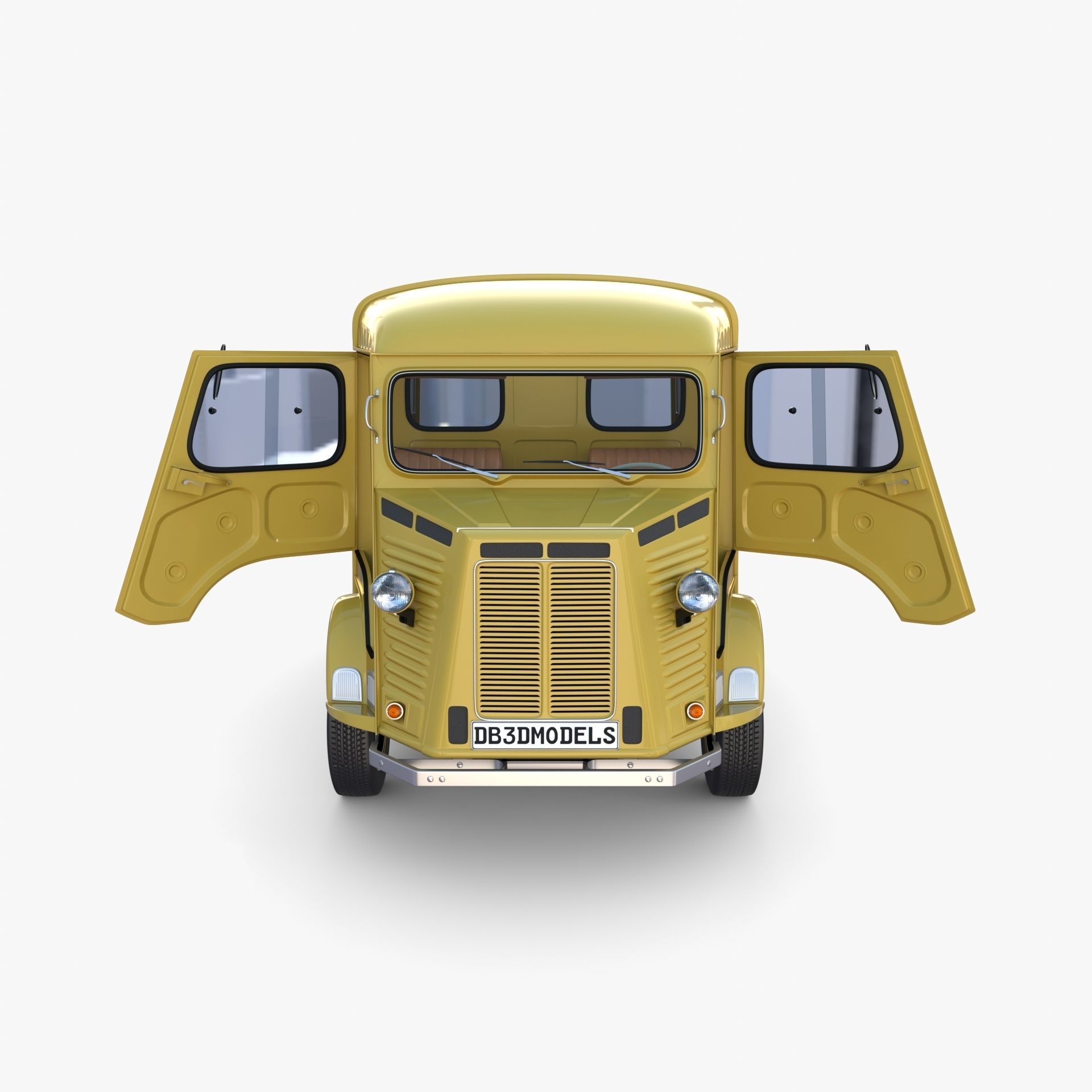 Generic 40s Van Pick Up with interior v1 3D model_13