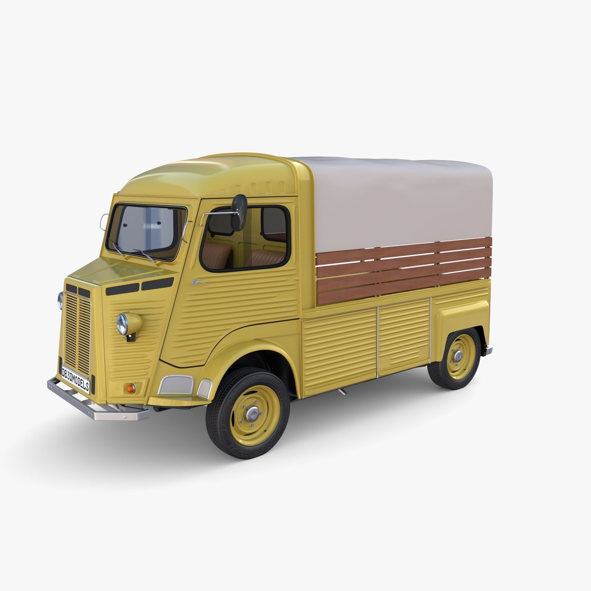 Generic 40s Van Pick Up with interior v1 3D model_2