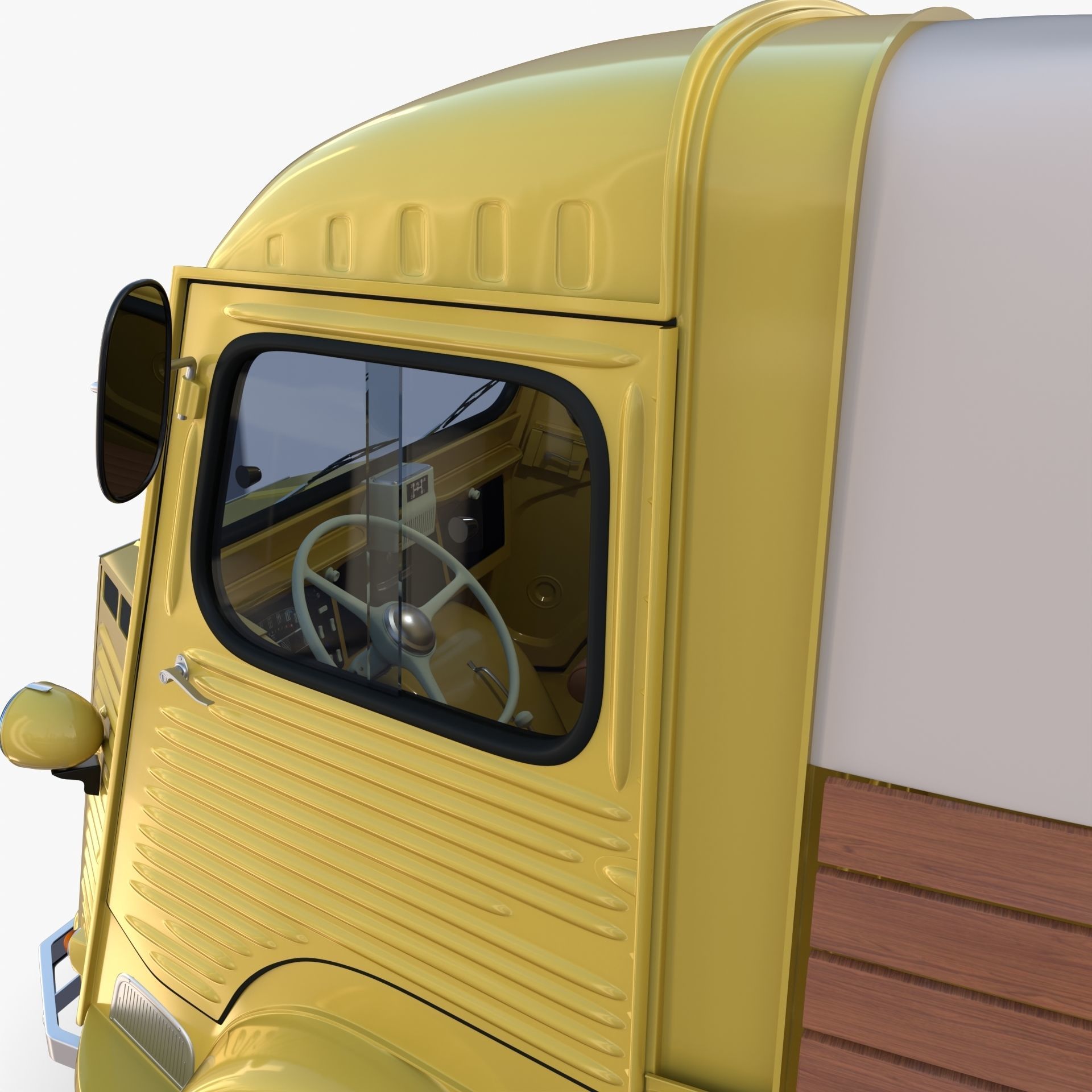 Generic 40s Van Pick Up with interior v1 3D model_9
