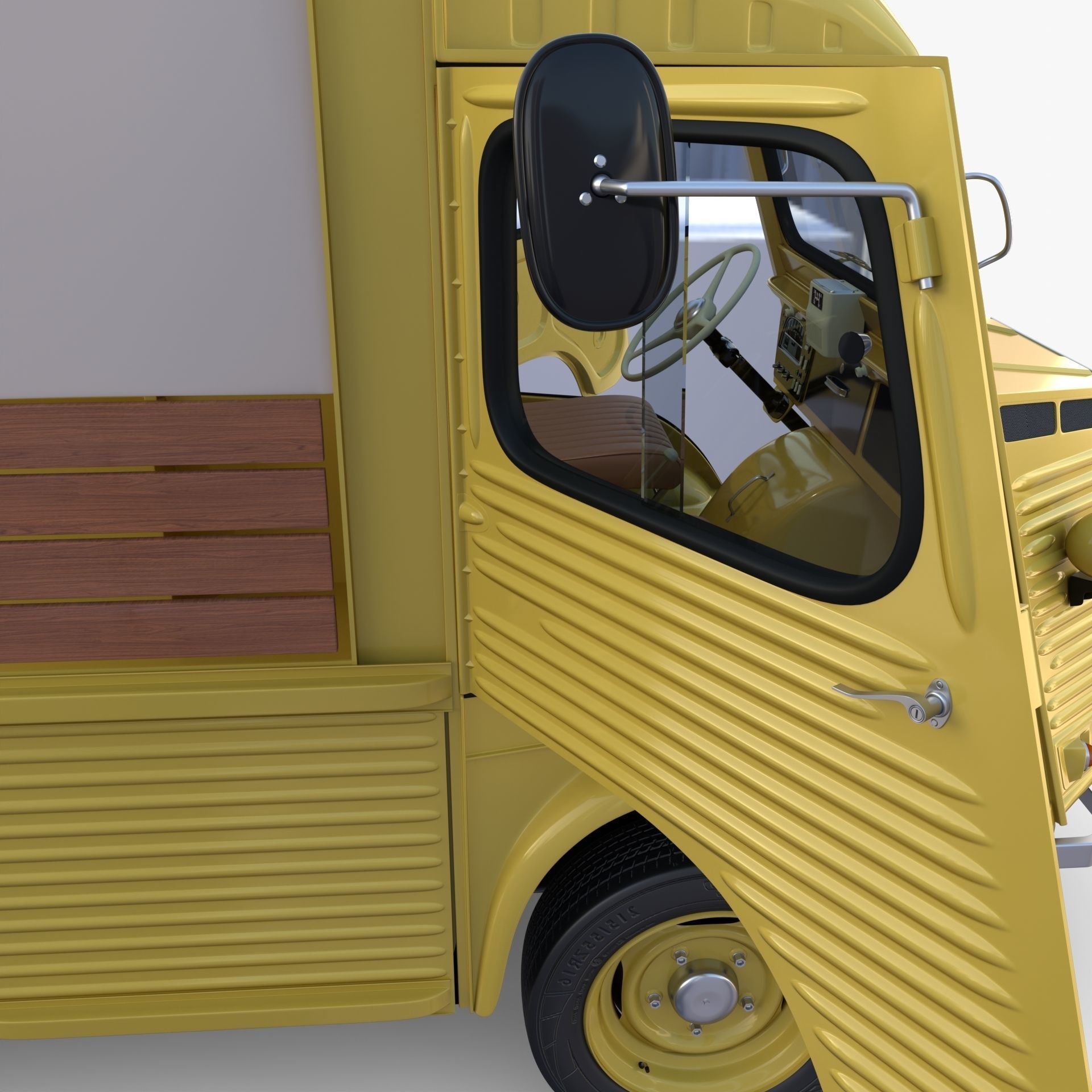 Generic 40s Van Pick Up with interior v1 3D model_23