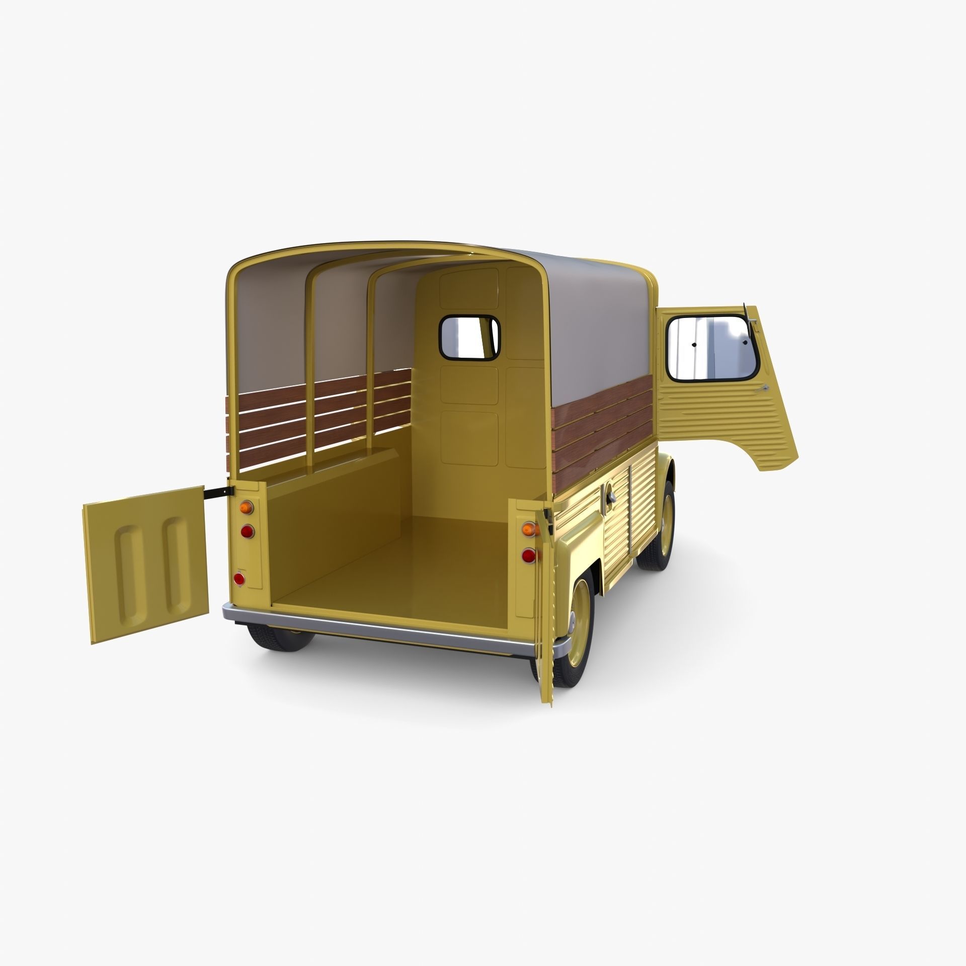 Generic 40s Van Pick Up with interior v1 3D model_16