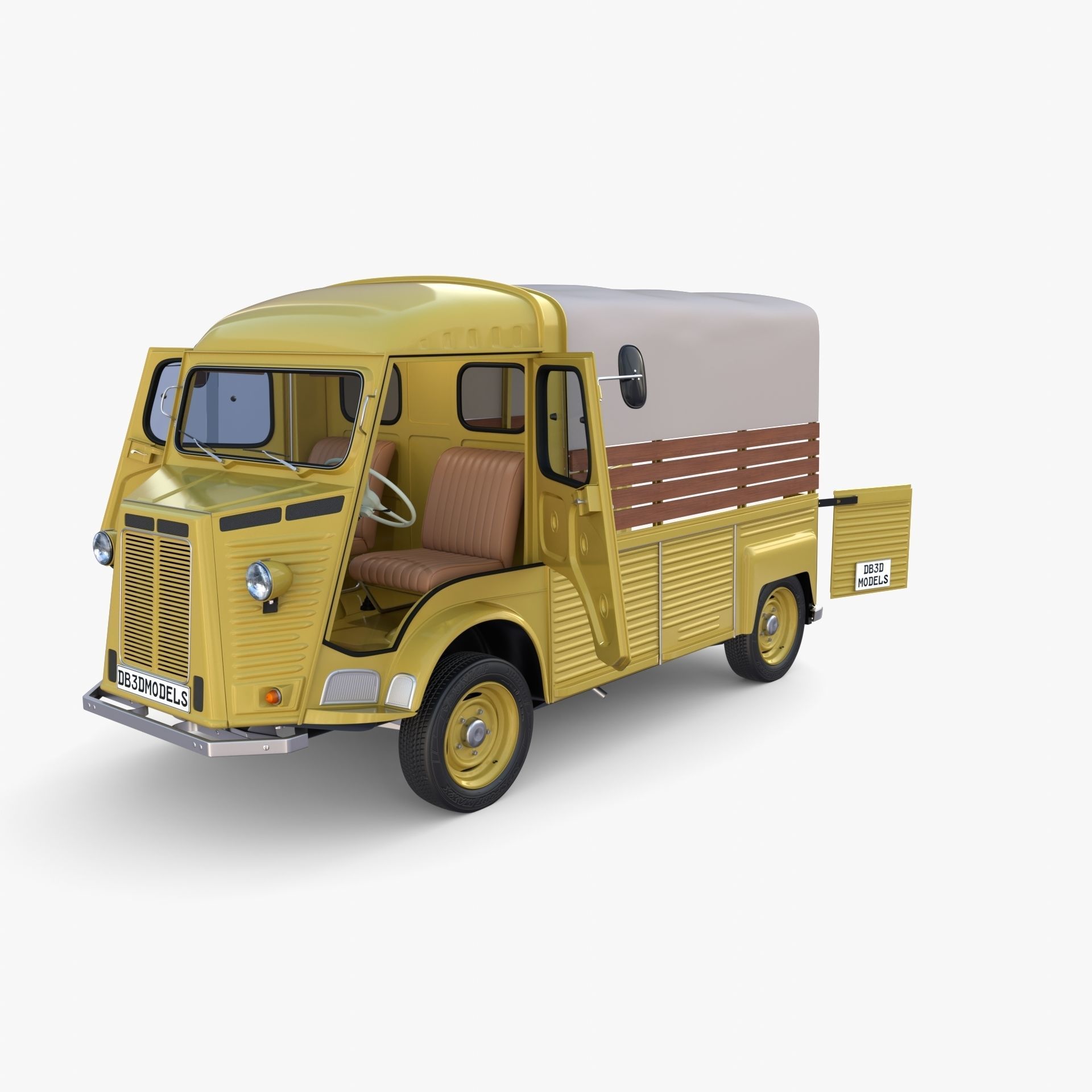 Generic 40s Van Pick Up with interior v1 3D model_14
