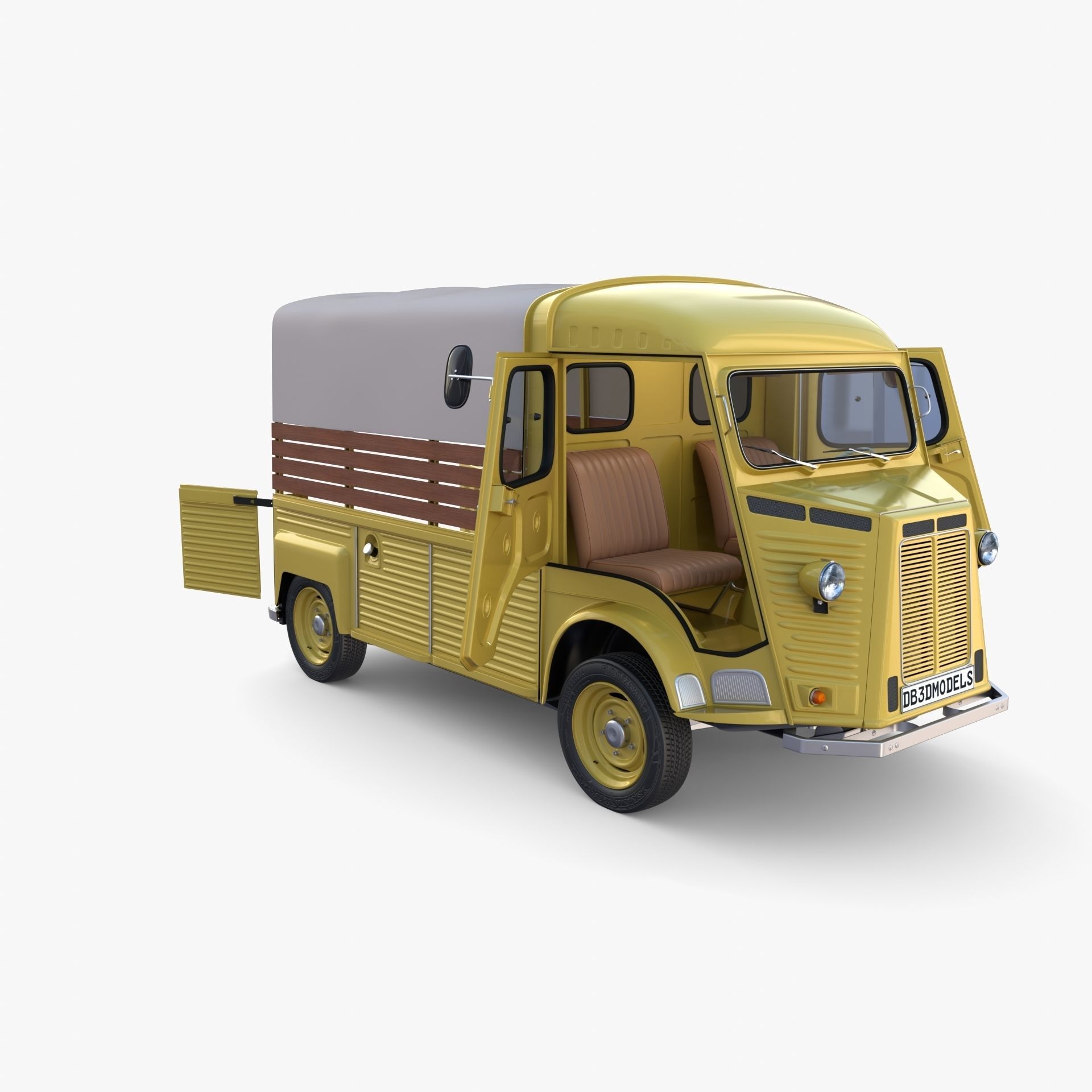 Generic 40s Van Pick Up with interior v1 3D model_17