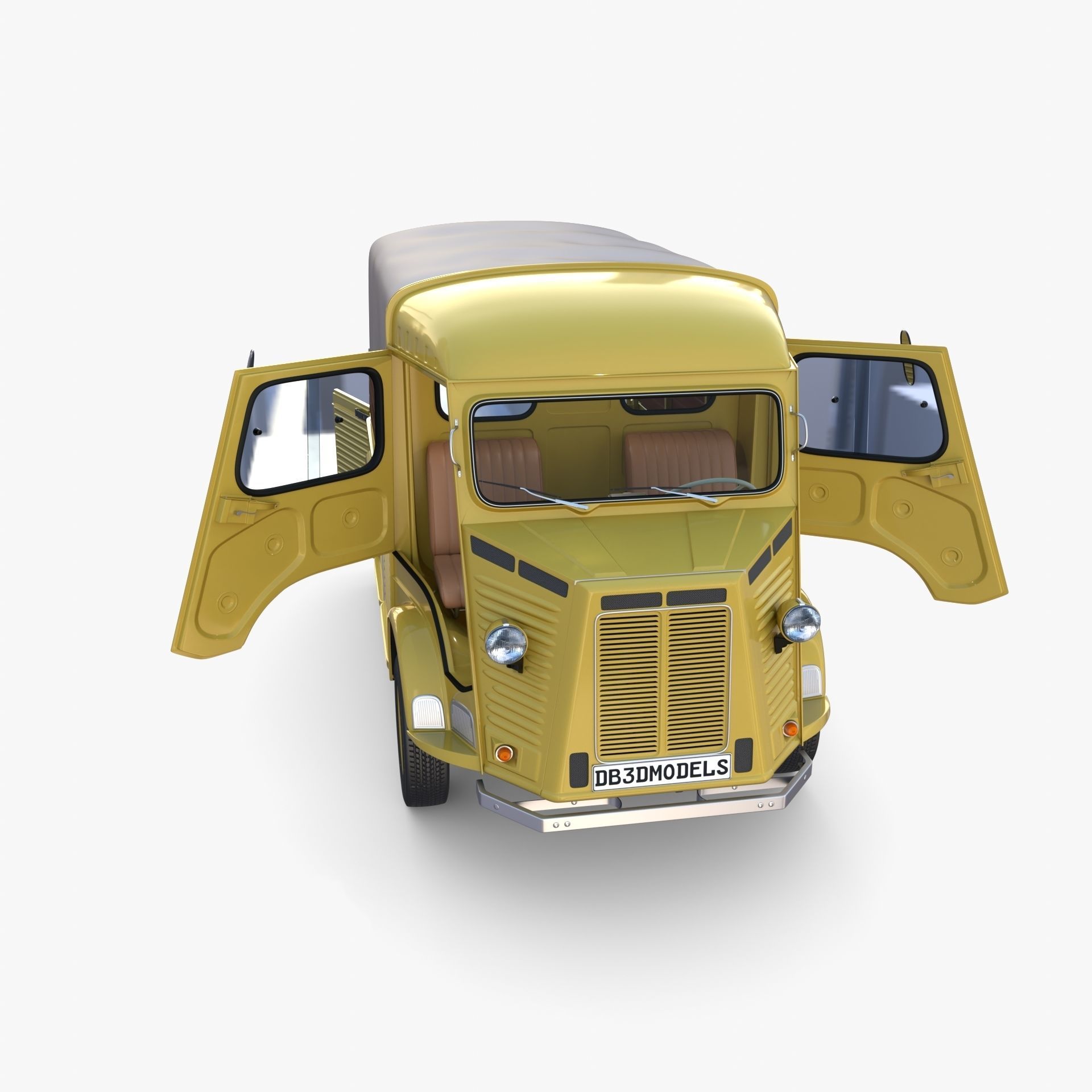 Generic 40s Van Pick Up with interior v1 3D model_19