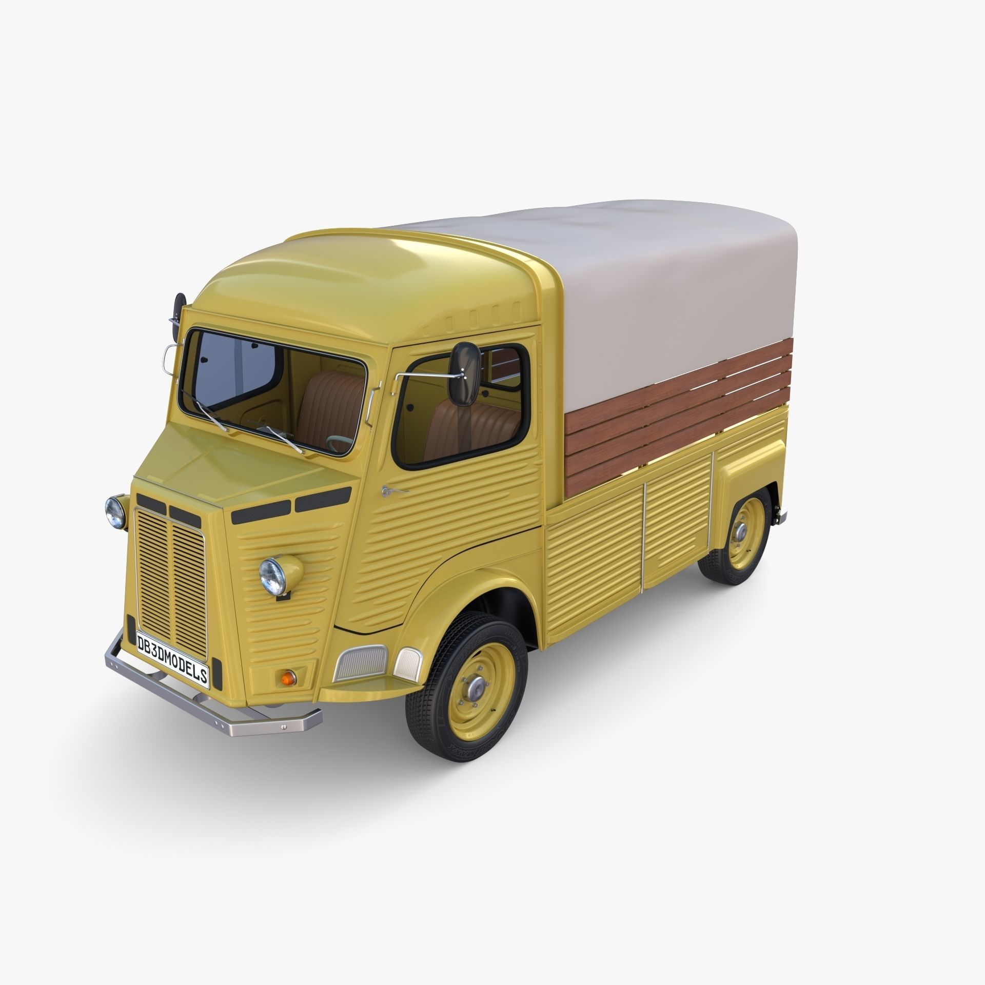 Generic 40s Van Pick Up with interior v1 3D model_6