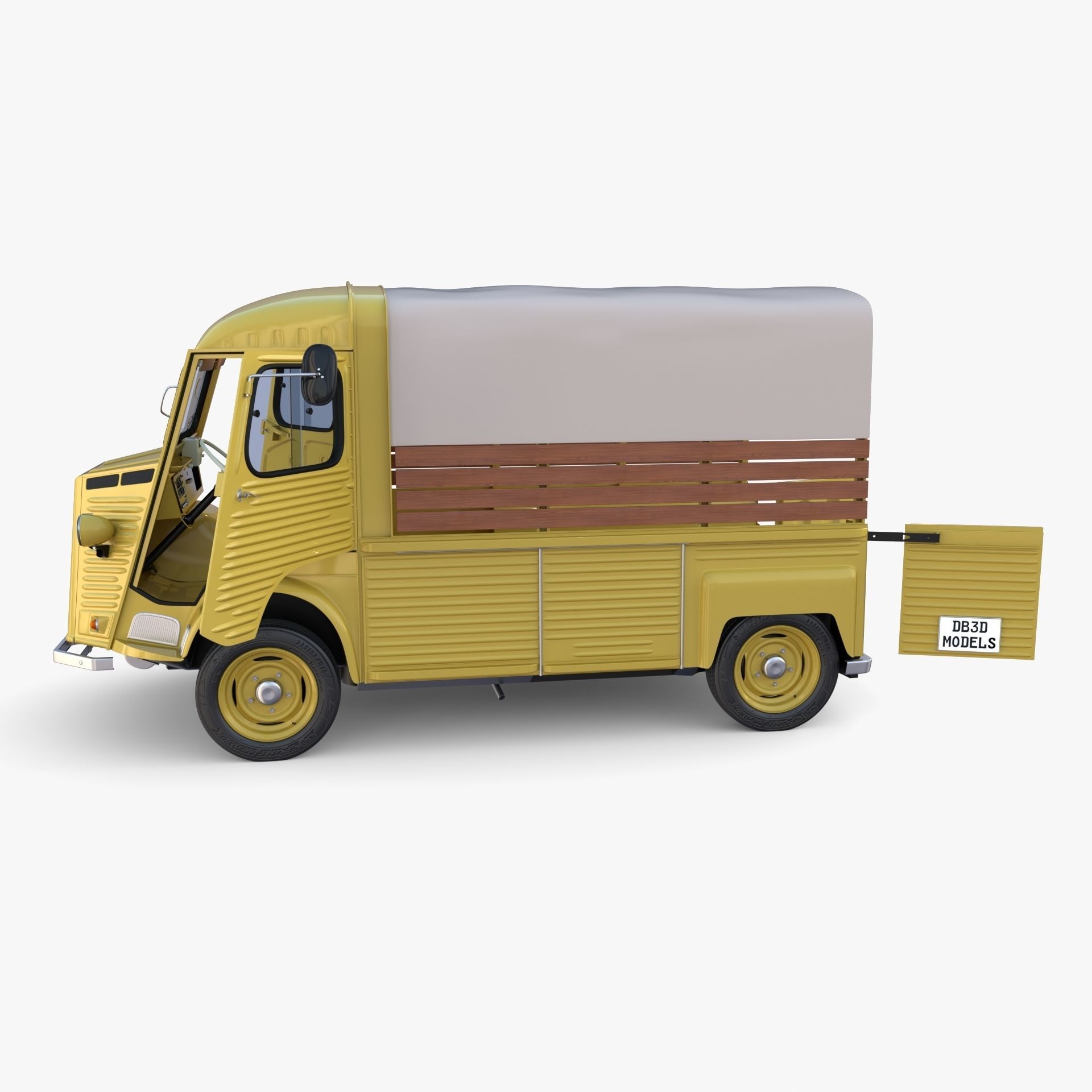 Generic 40s Van Pick Up with interior v1 3D model_15