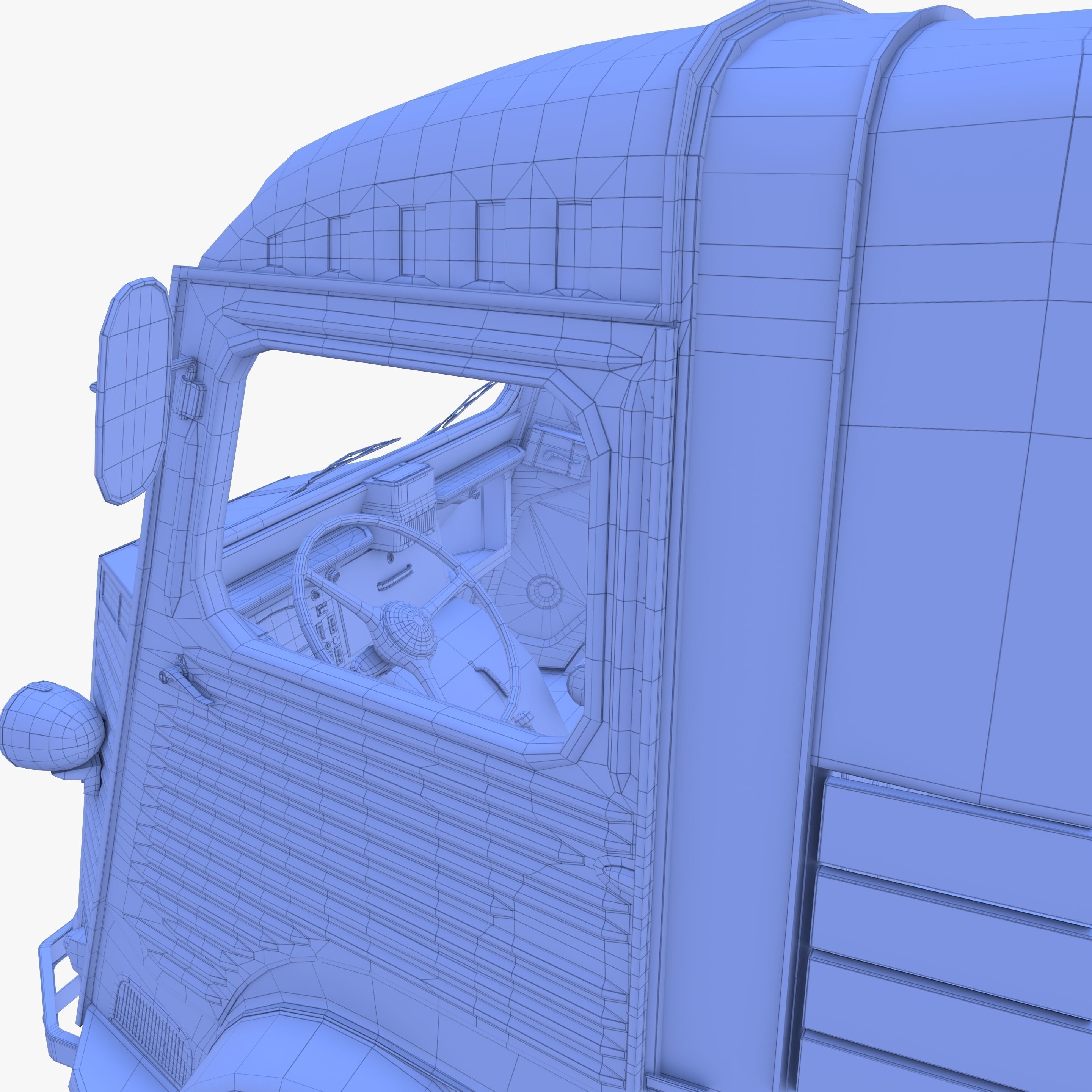 Generic 40s Van Pick Up with interior v1 3D model_30