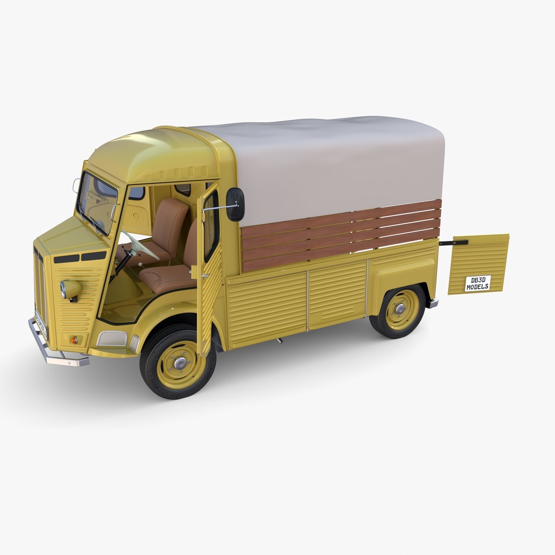 Generic 40s Van Pick Up with interior v1 3D model_18