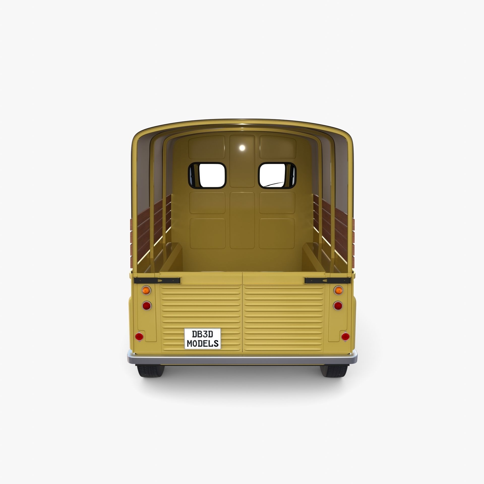 Generic 40s Van Pick Up with interior v1 3D model_4