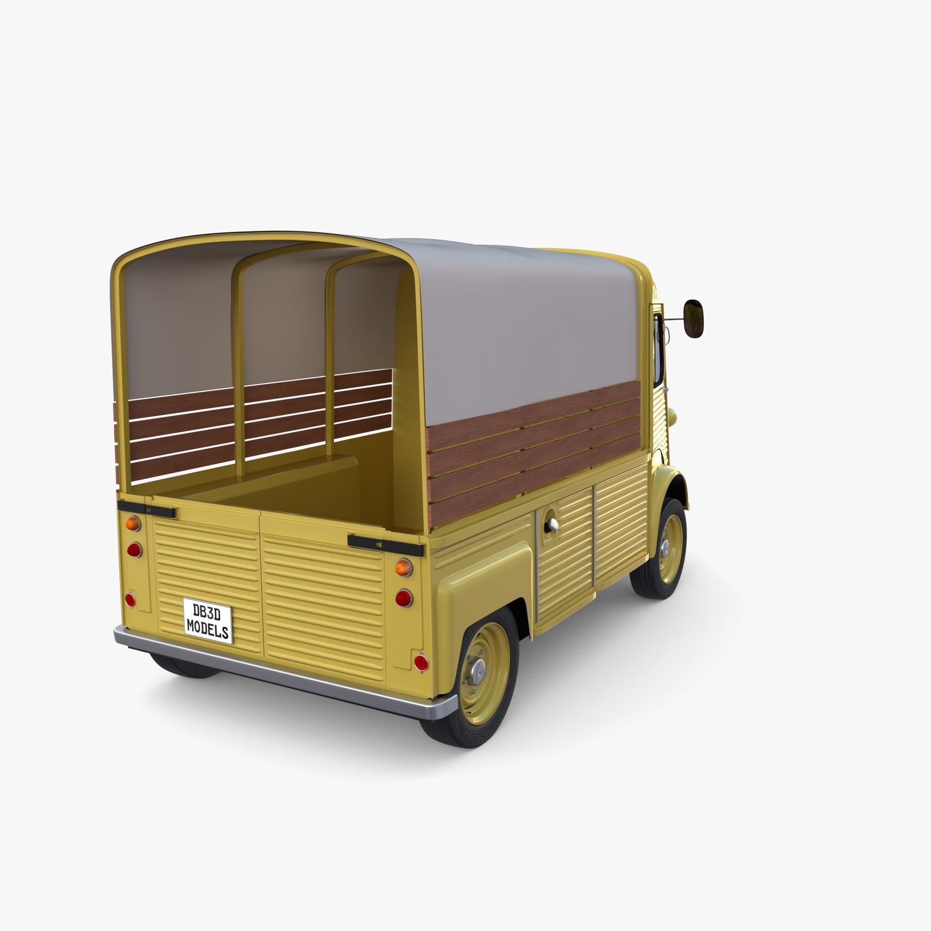 Generic 40s Van Pick Up with interior v1 3D model_5