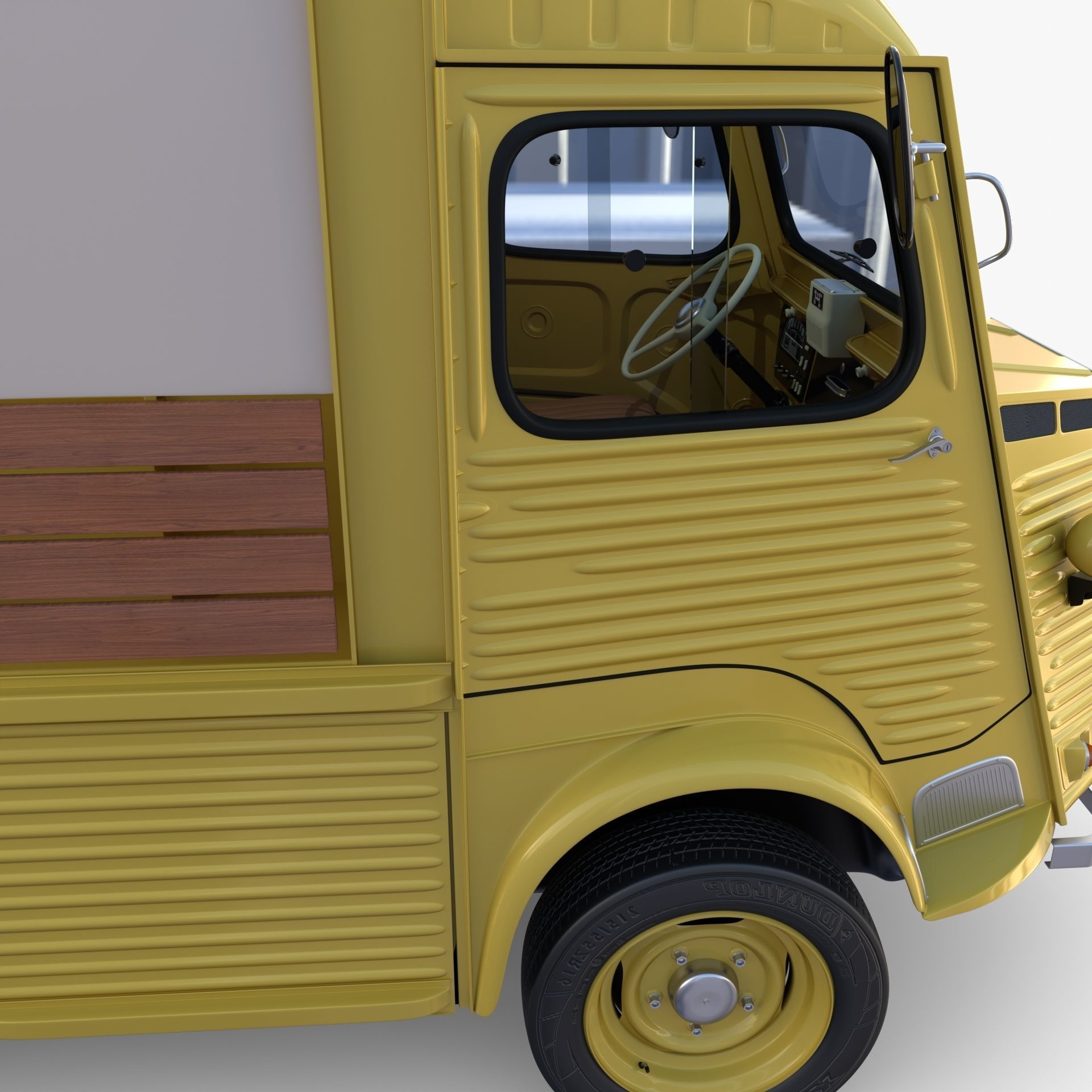 Generic 40s Van Pick Up with interior v1 3D model_12