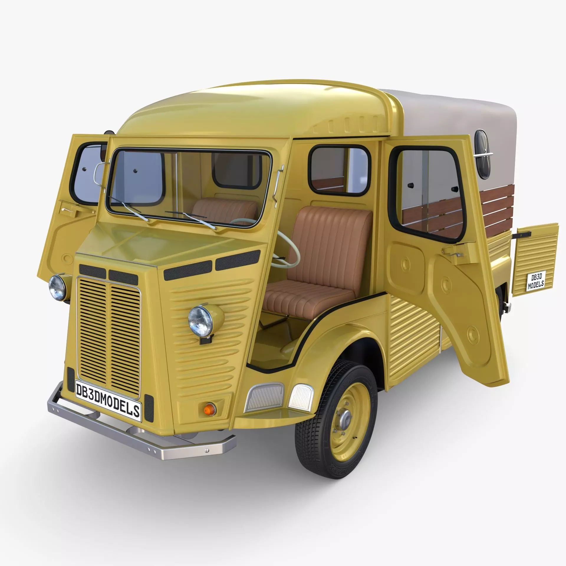 Generic 40s Van Pick Up with interior v1 3D model_0