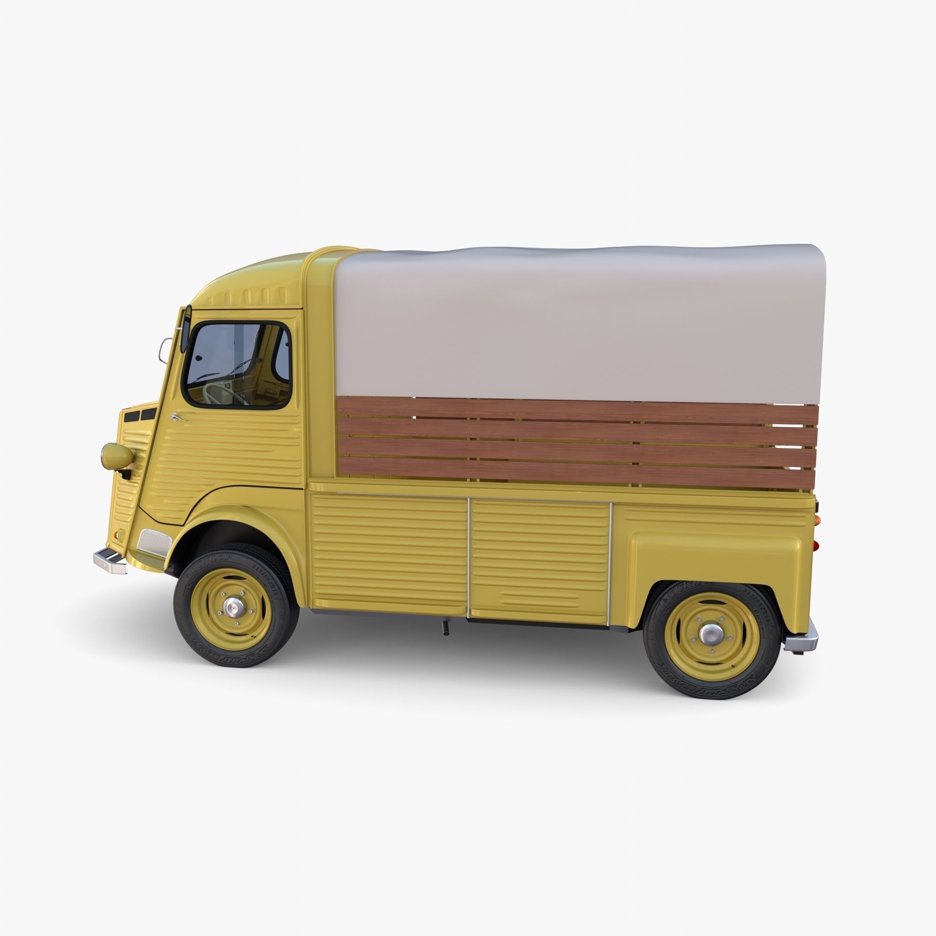 Generic 40s Van Pick Up with interior v1 3D model_3