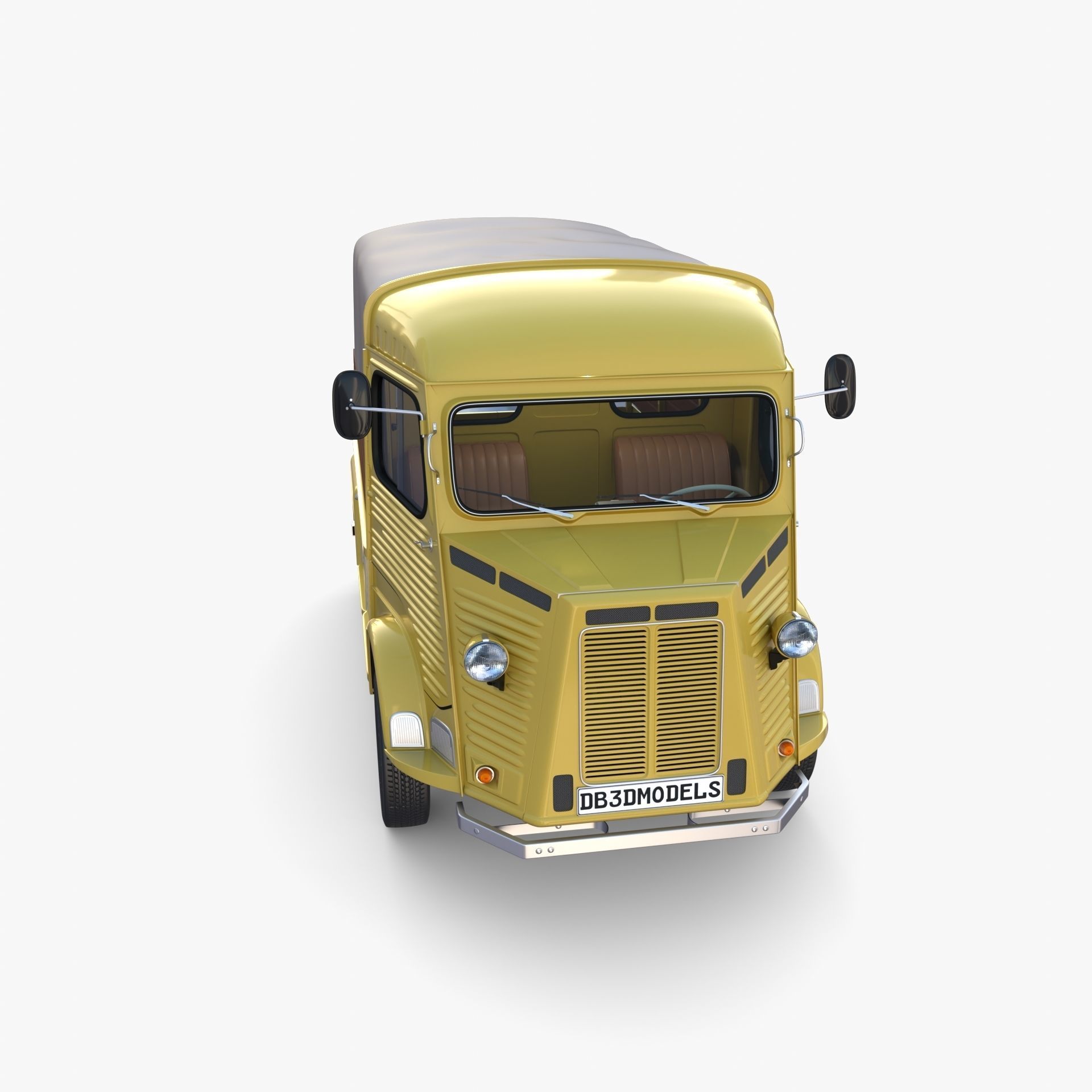 Generic 40s Van Pick Up with interior v1 3D model_7