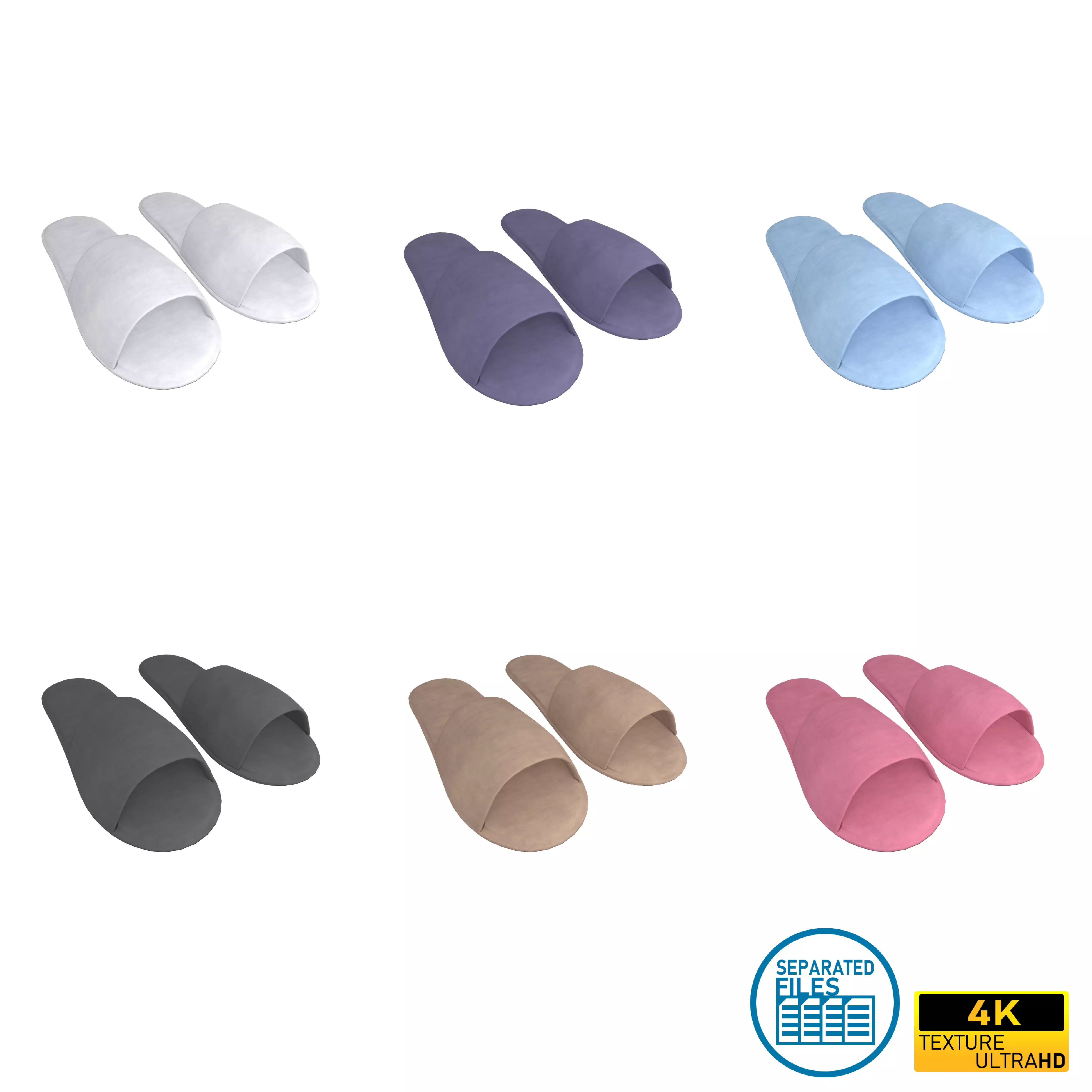 Disposable Slippers Pack Vol 1 Low-poly 3D model_0