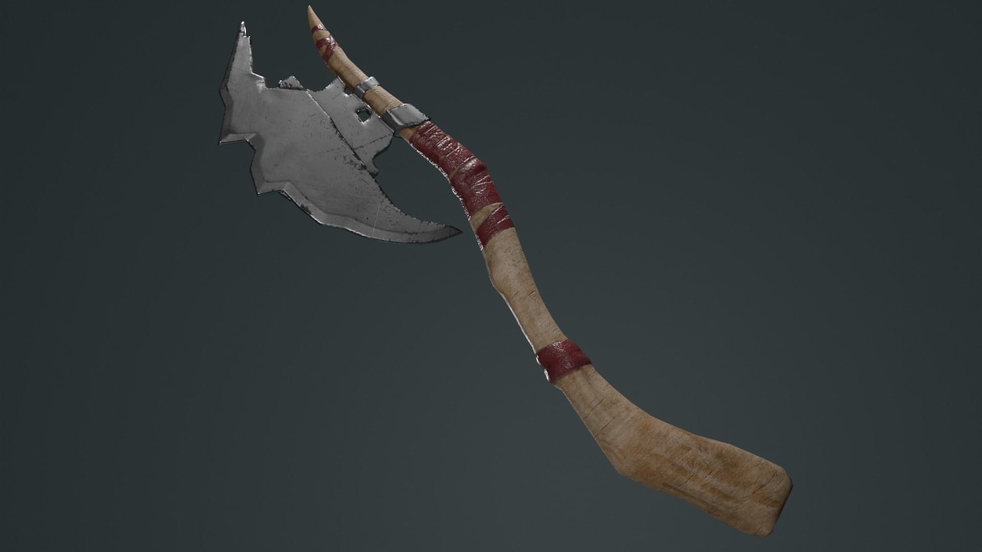 Wooden Combat Axe - Low Poly 3D Model Free low-poly 3D model_3
