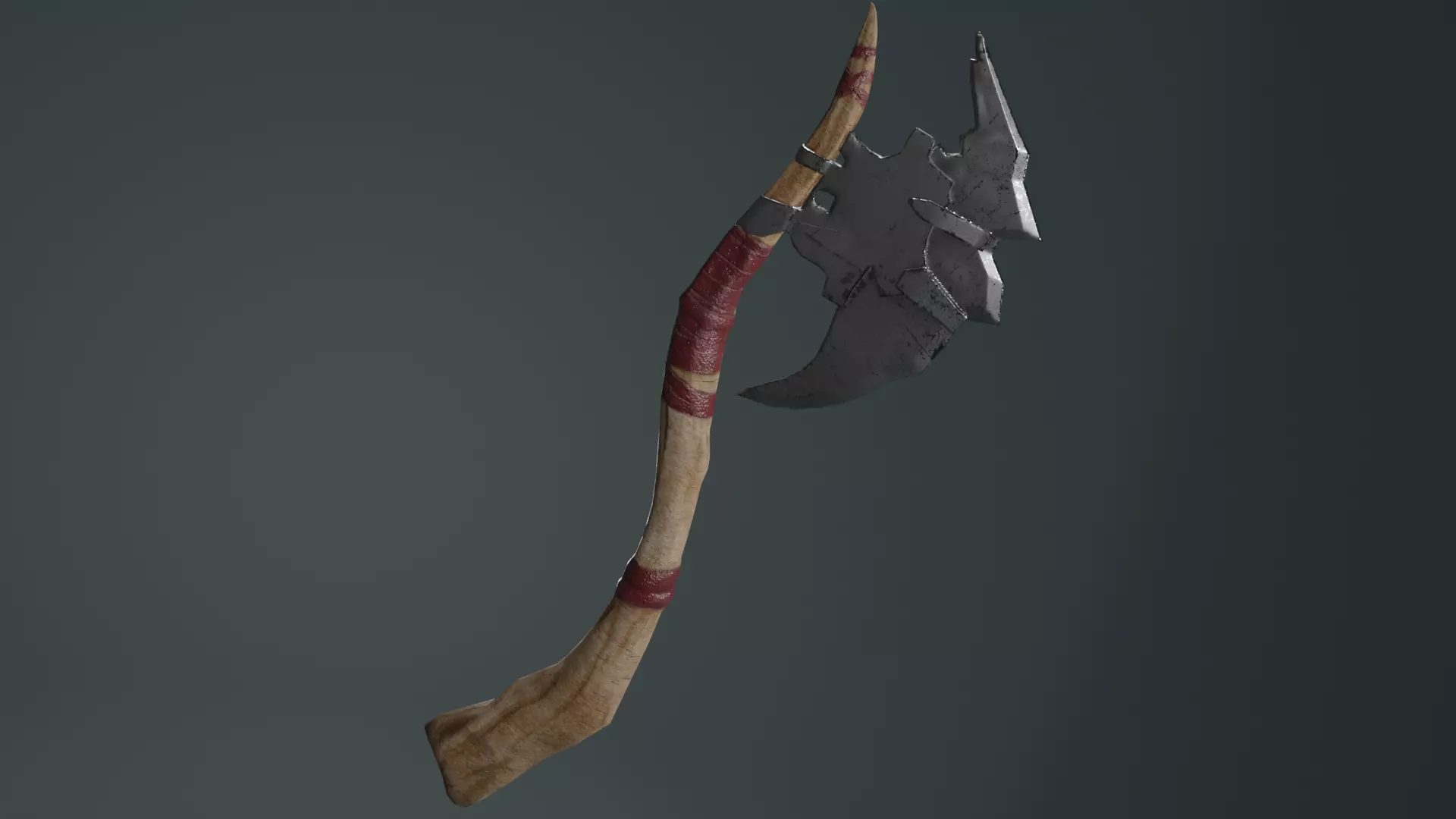 Wooden Combat Axe - Low Poly 3D Model Free low-poly 3D model_0
