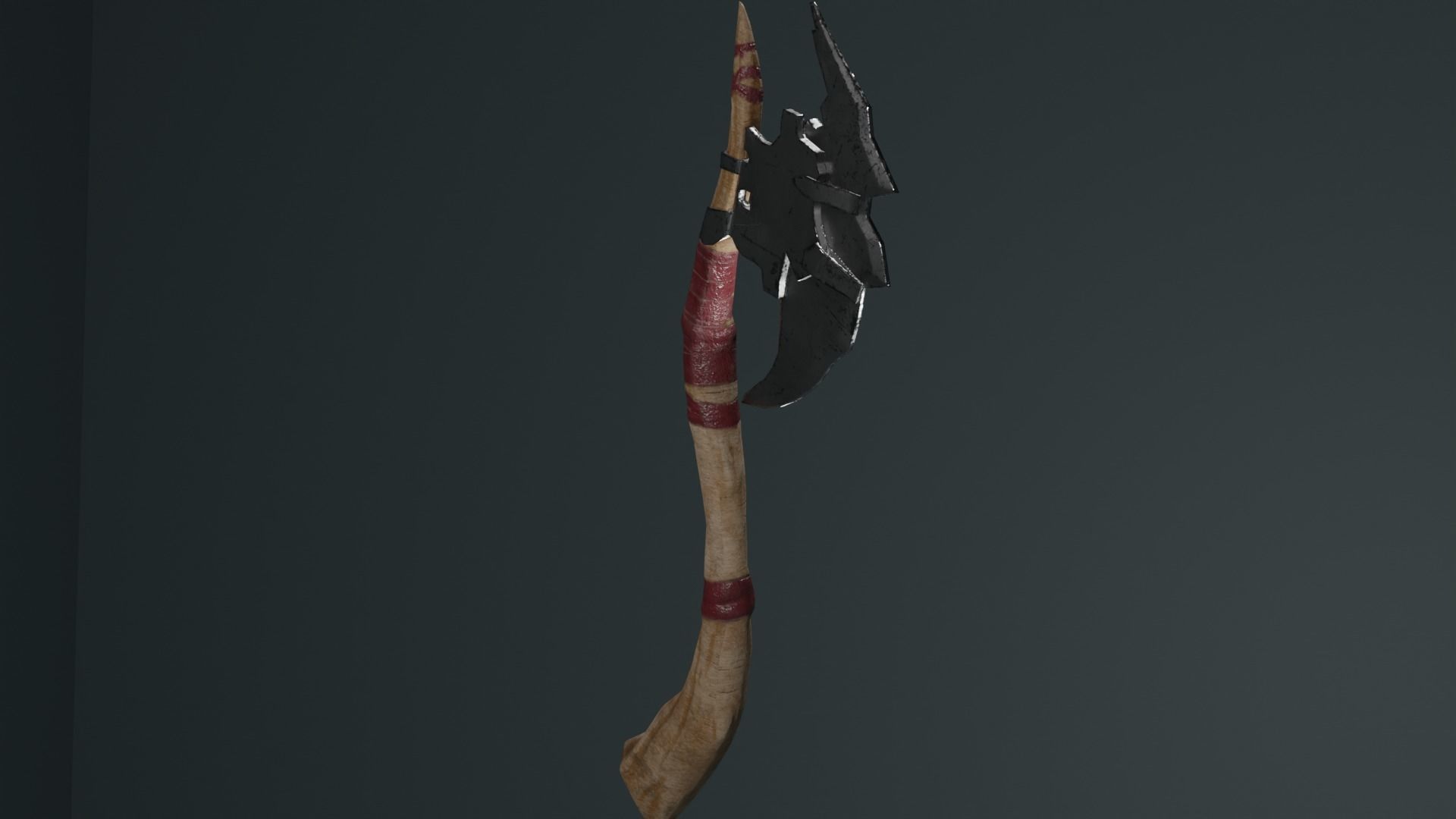 Wooden Combat Axe - Low Poly 3D Model Free low-poly 3D model_2