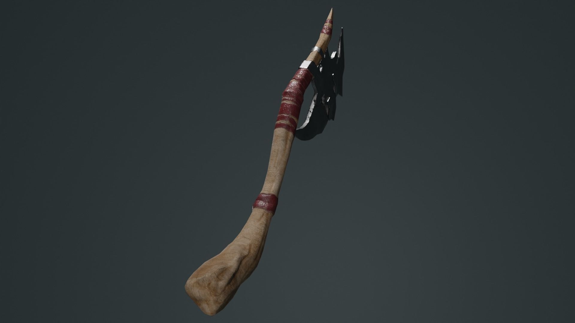 Wooden Combat Axe - Low Poly 3D Model Free low-poly 3D model_1