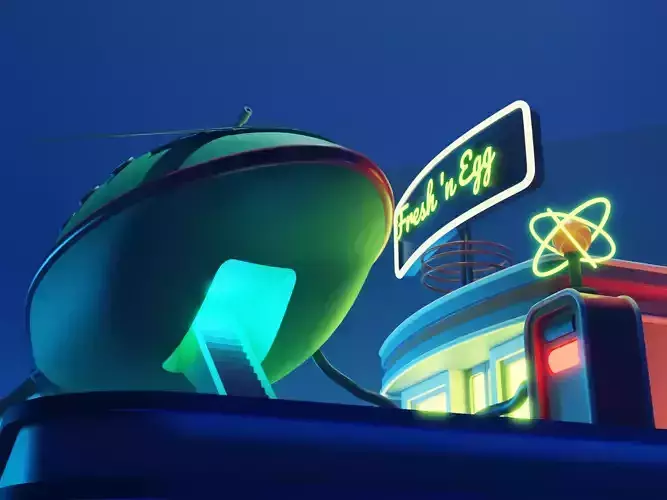 Cartoon futurama space scene