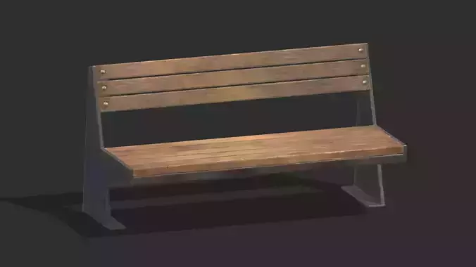 Bench 06 Low Poly PBR Realistic Low-poly 3D model