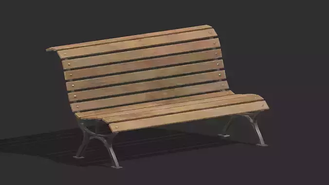 Bench 08 Low Poly PBR Realistic Low-poly 3D model