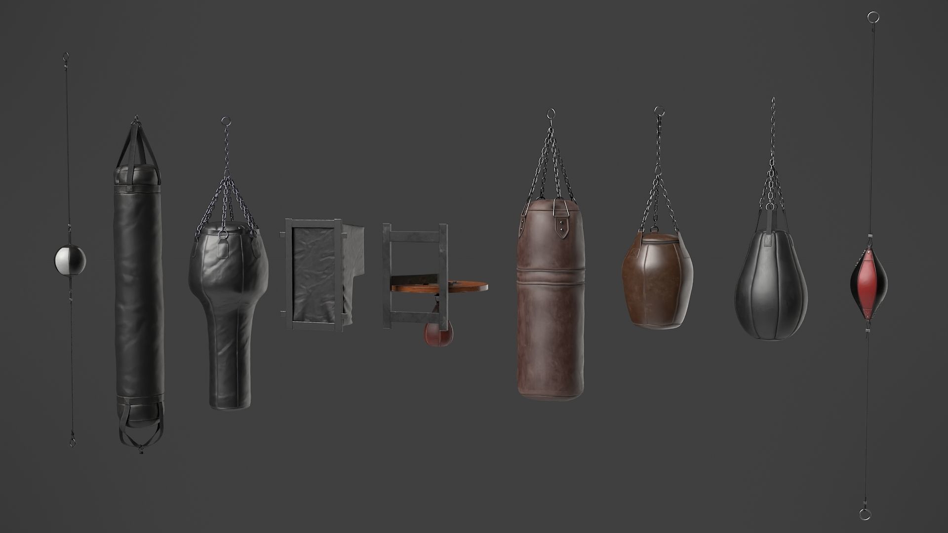 Set of Punching Bags 3D Model Collection_16