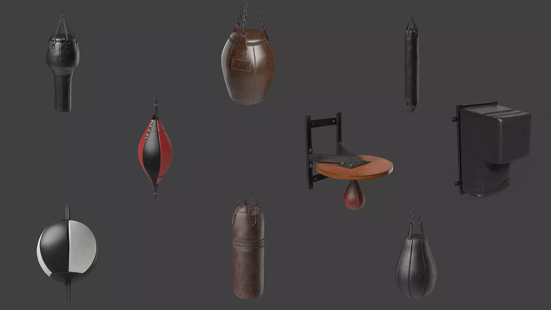 Set of Punching Bags 3D Model Collection_0