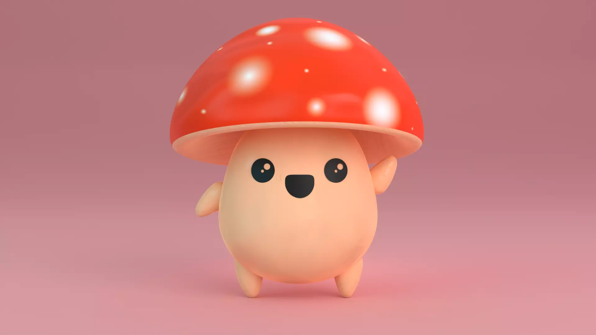Mini Mushroom Low-poly 3D model_2