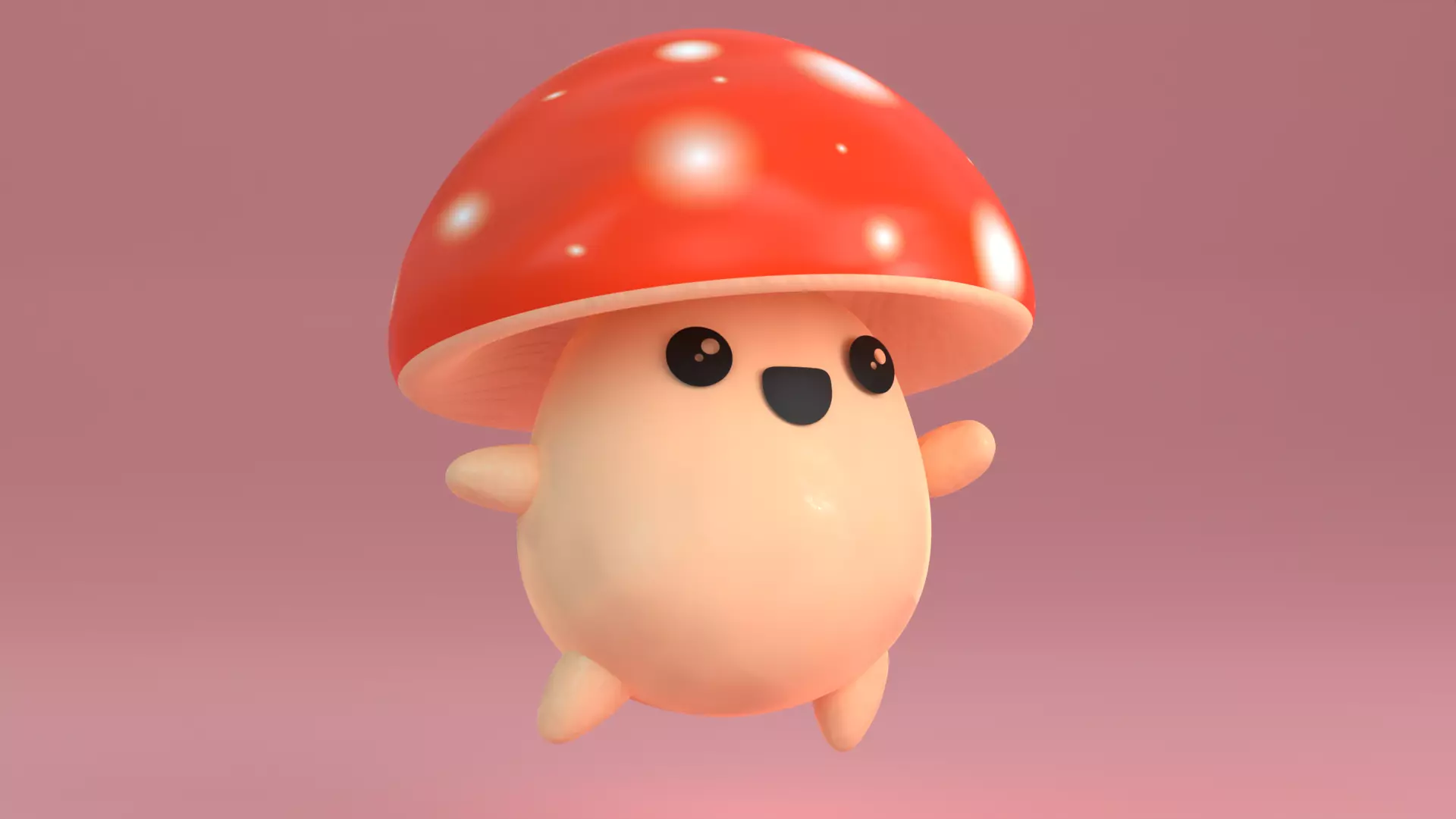 Mini Mushroom Low-poly 3D model_0