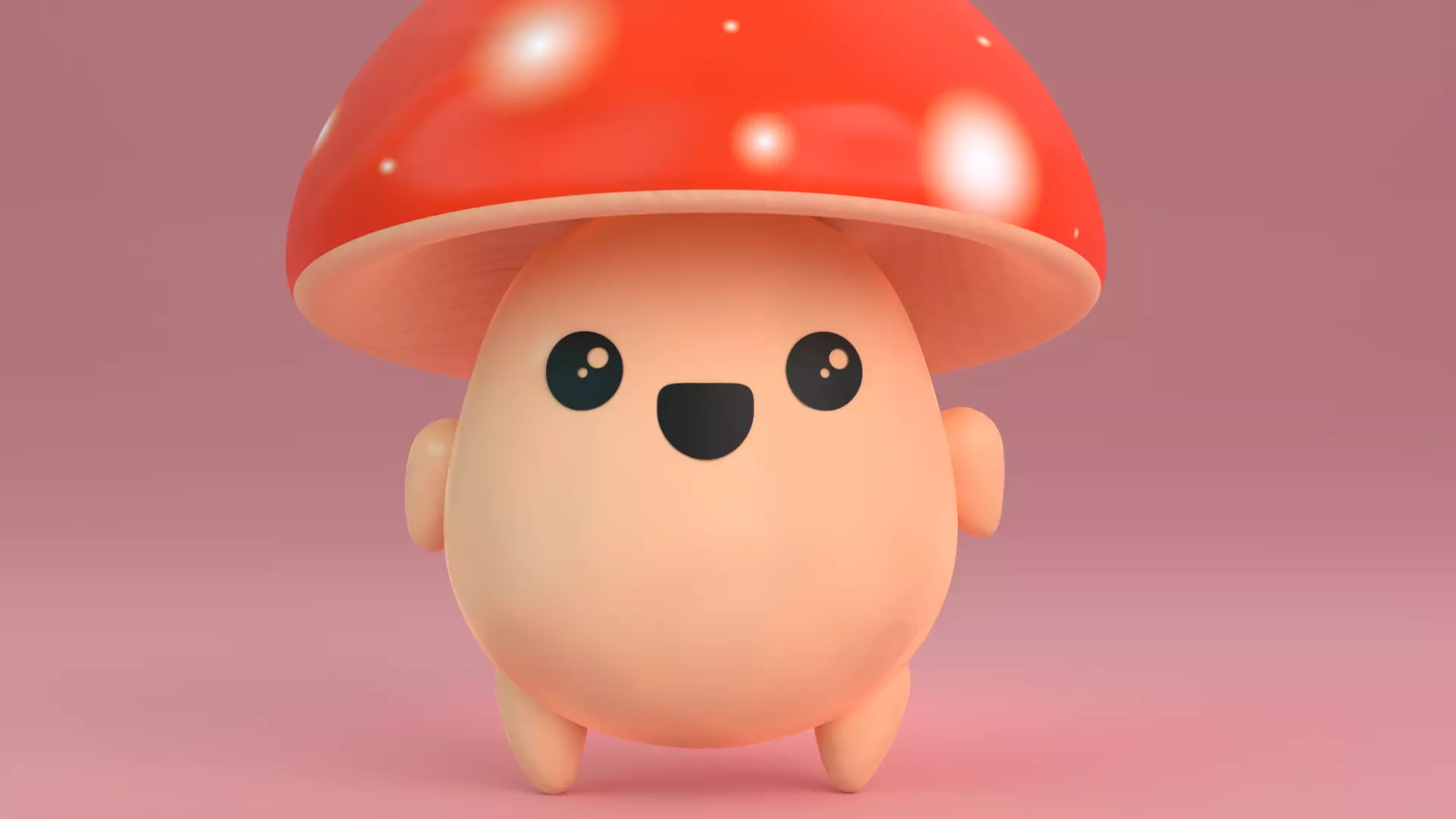 Mini Mushroom Low-poly 3D model_3
