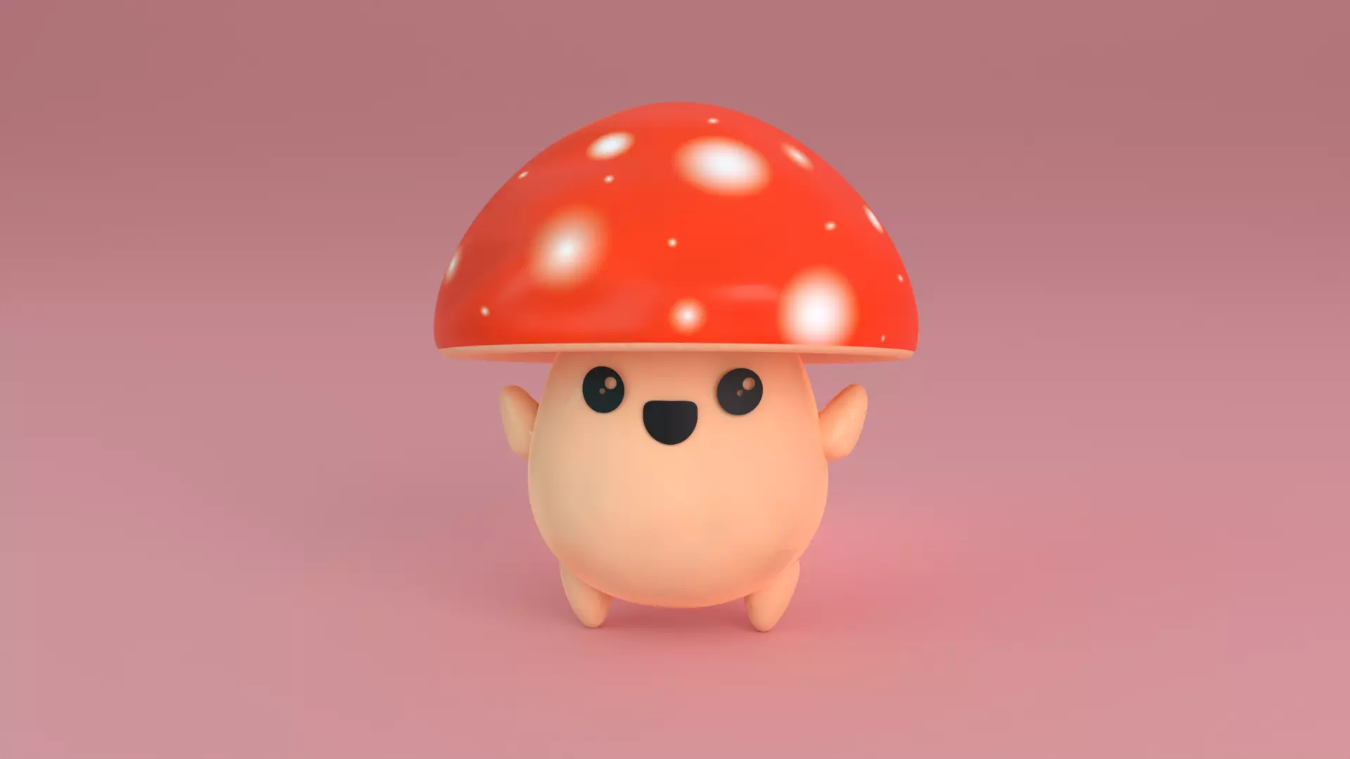 Mini Mushroom Low-poly 3D model_4