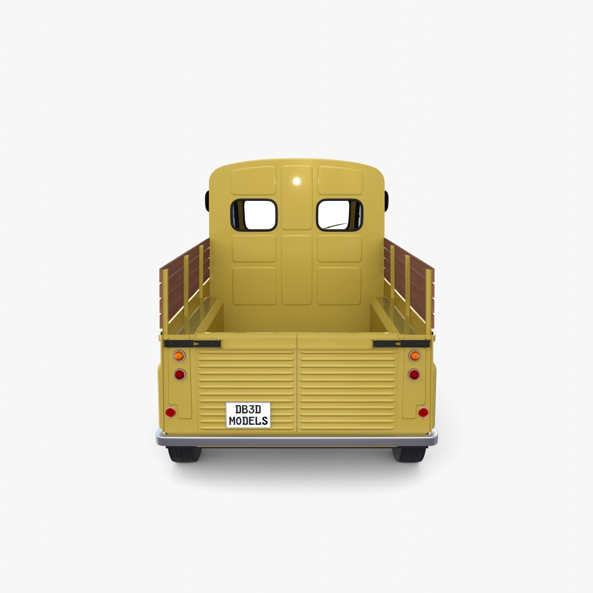 Generic 40s Van Pick Up with interior v2 3D model_3