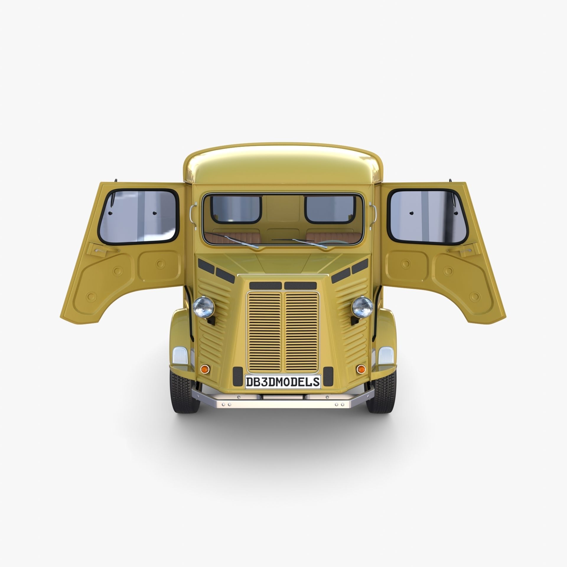 Generic 40s Van Pick Up with interior v2 3D model_13