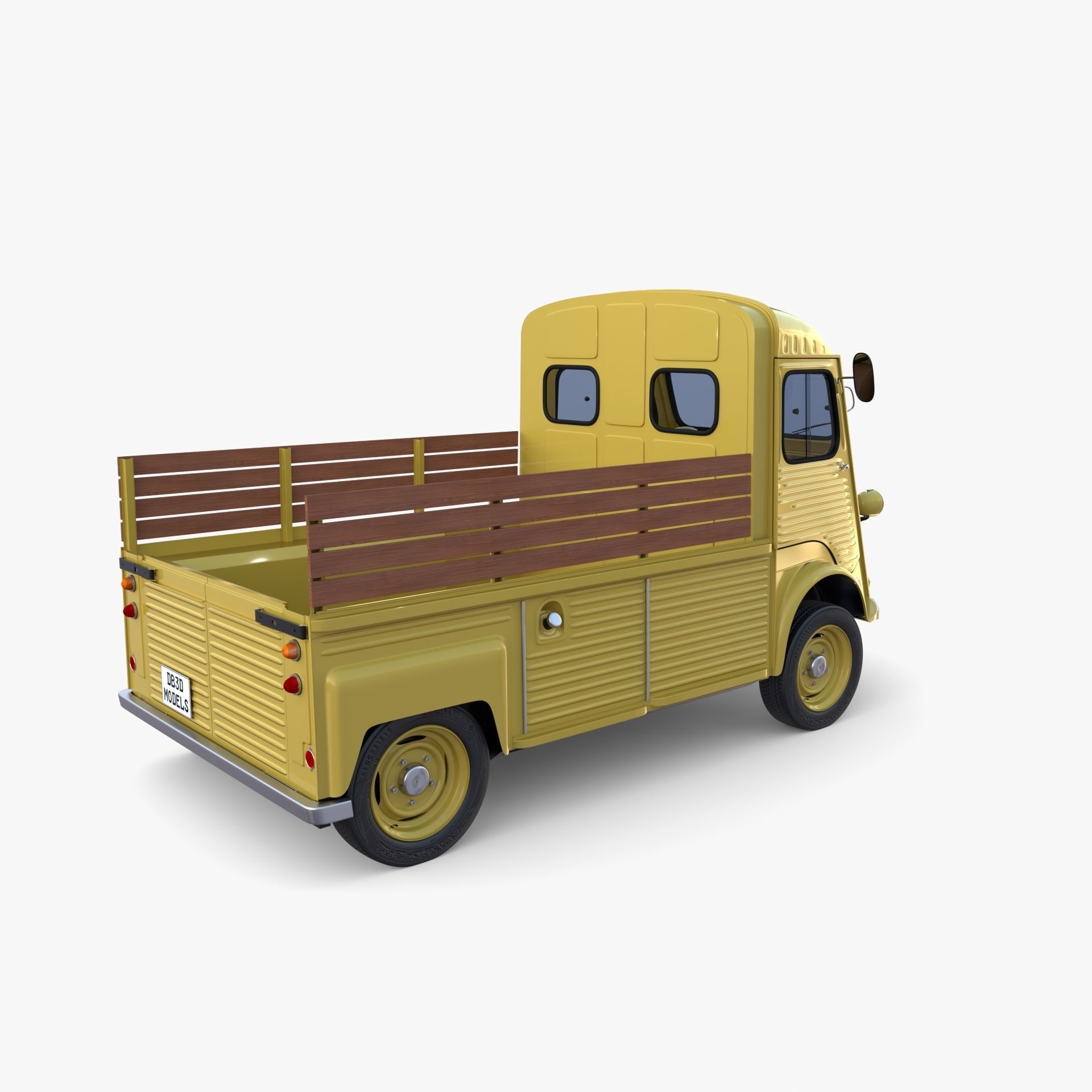 Generic 40s Van Pick Up with interior v2 3D model_4