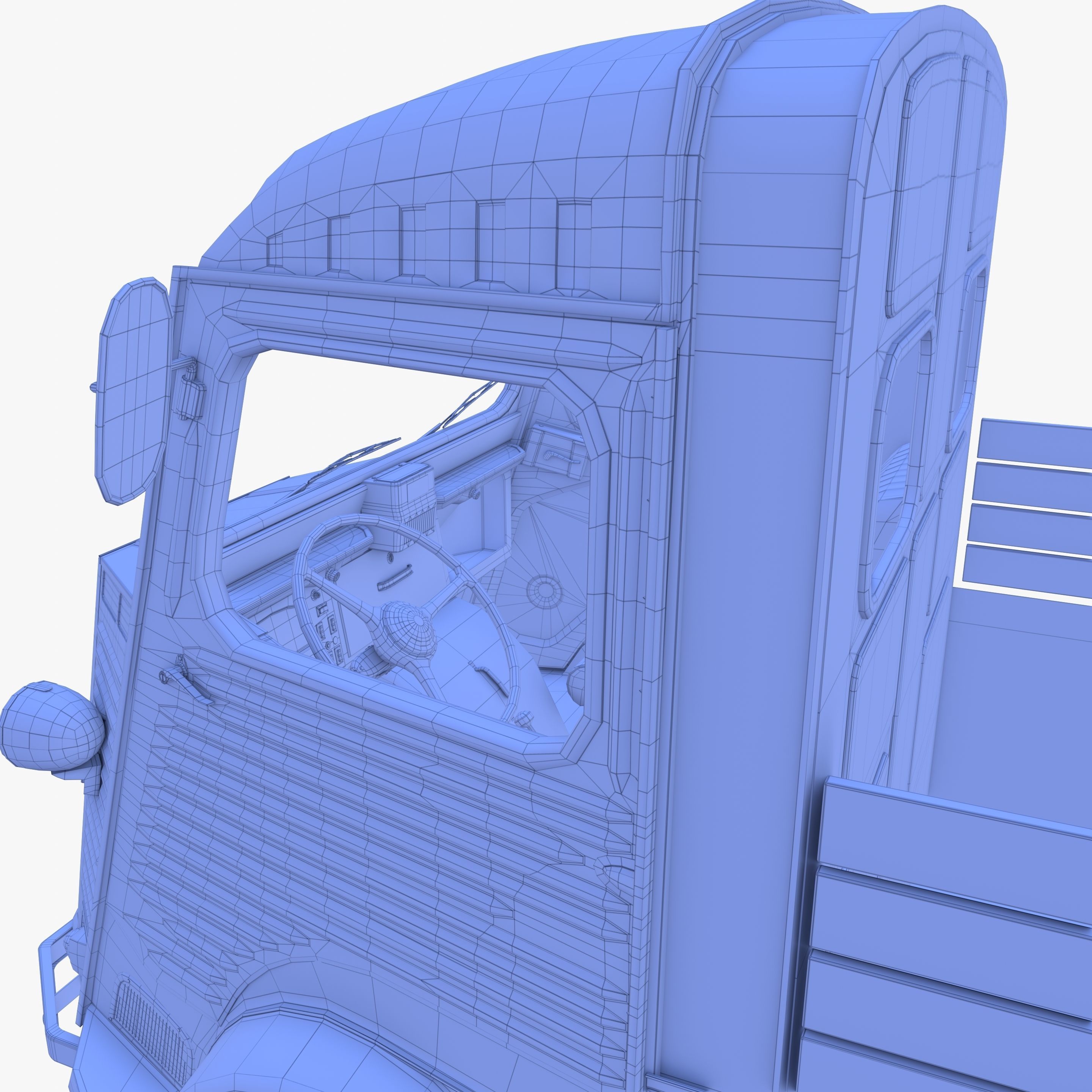 Generic 40s Van Pick Up with interior v2 3D model_31