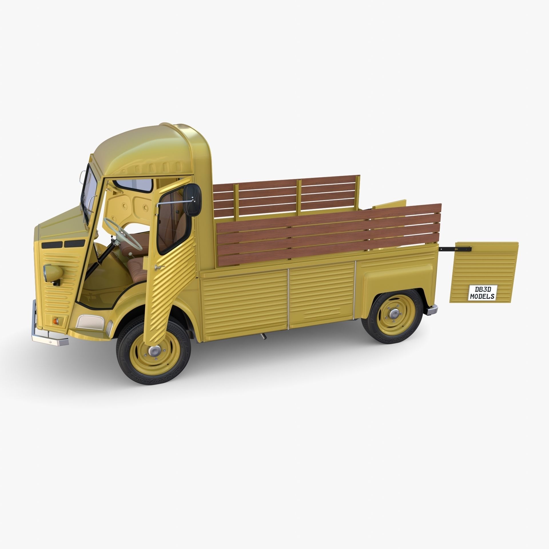 Generic 40s Van Pick Up with interior v2 3D model_17