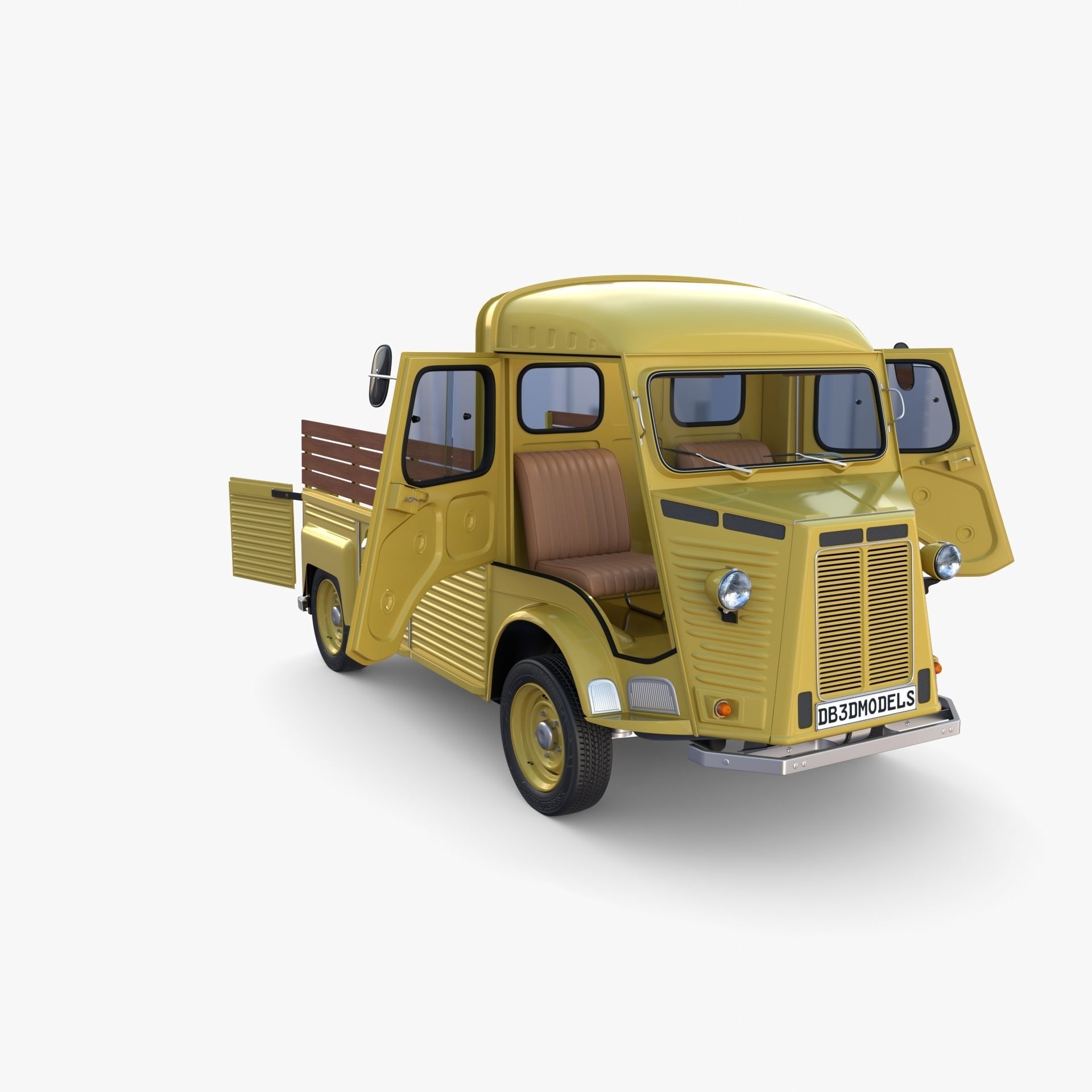 Generic 40s Van Pick Up with interior v2 3D model_16