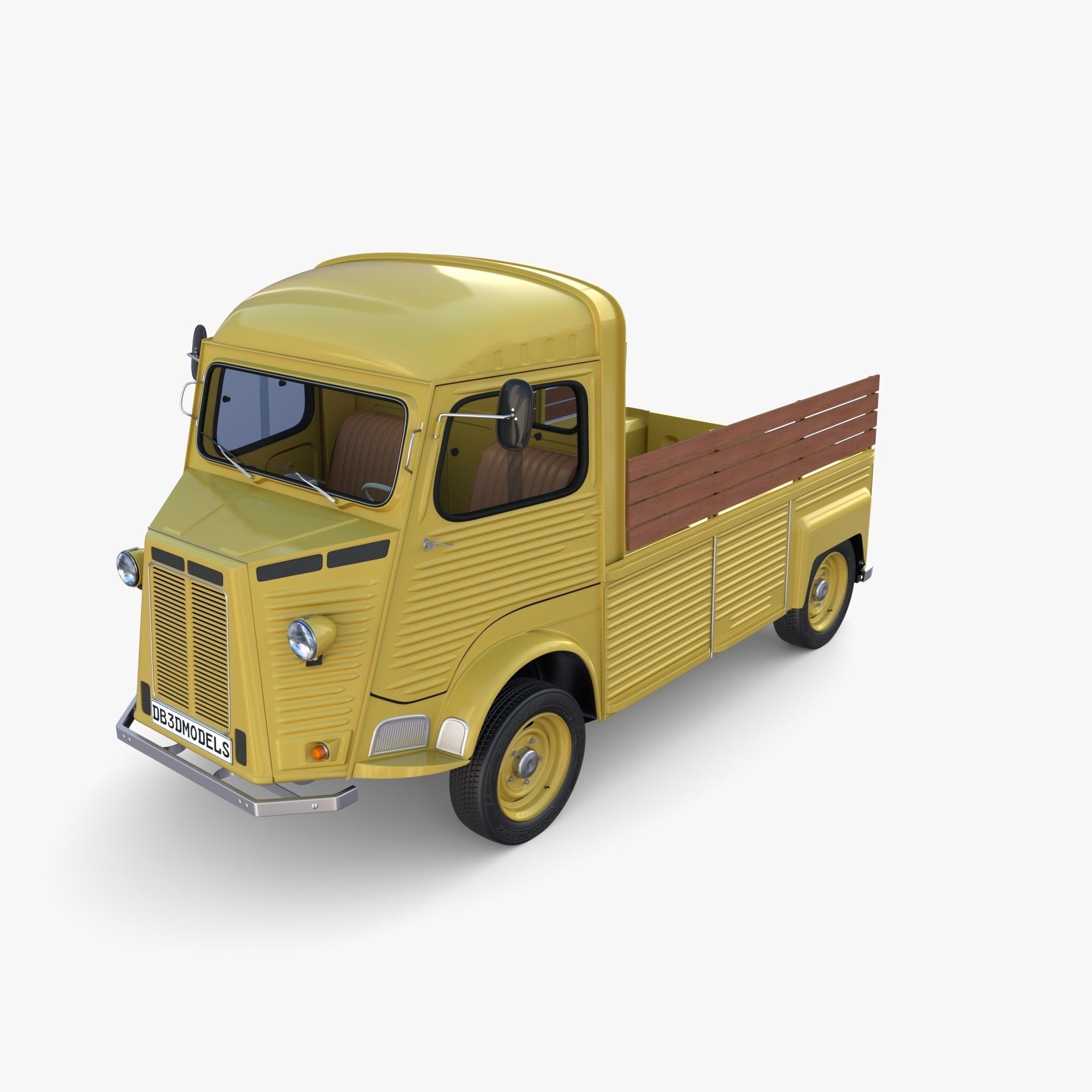 Generic 40s Van Pick Up with interior v2 3D model_5
