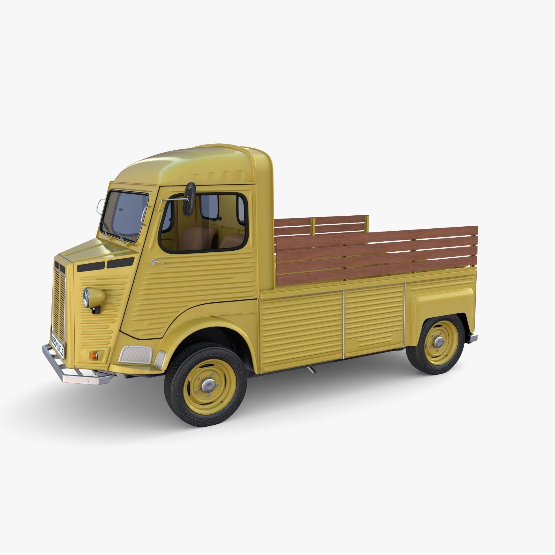 Generic 40s Van Pick Up with interior v2 3D model_1