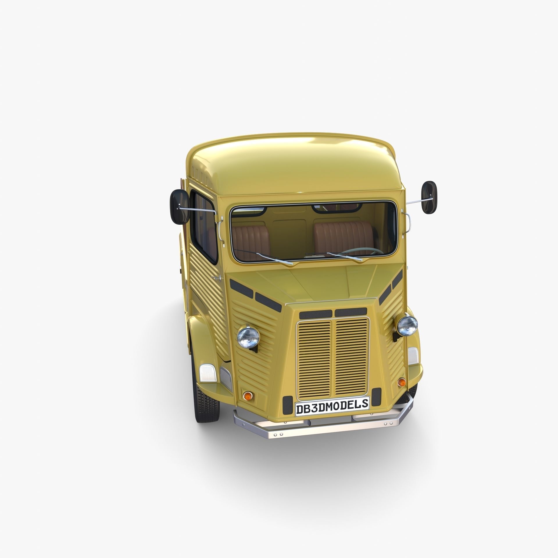 Generic 40s Van Pick Up with interior v2 3D model_7
