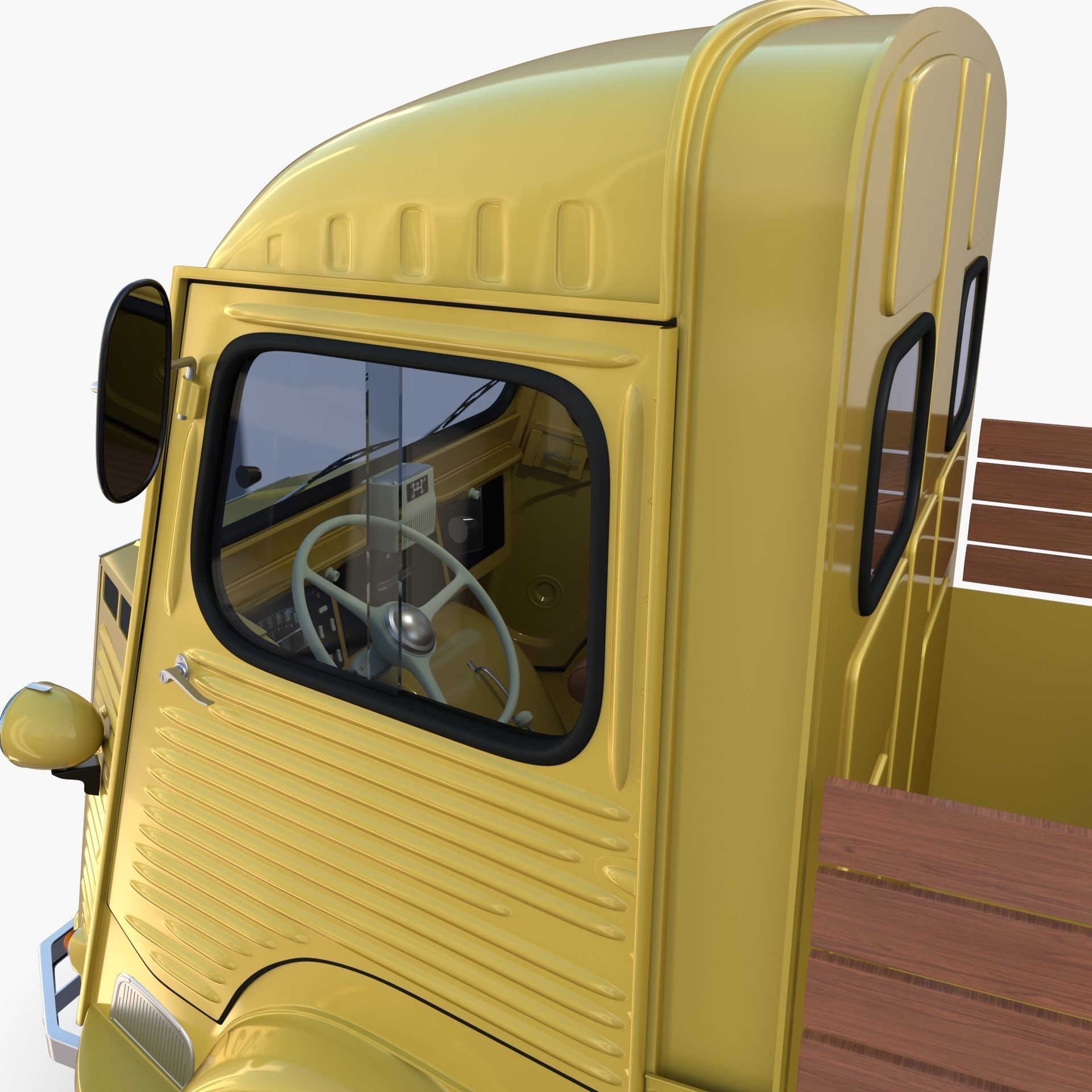 Generic 40s Van Pick Up with interior v2 3D model_9