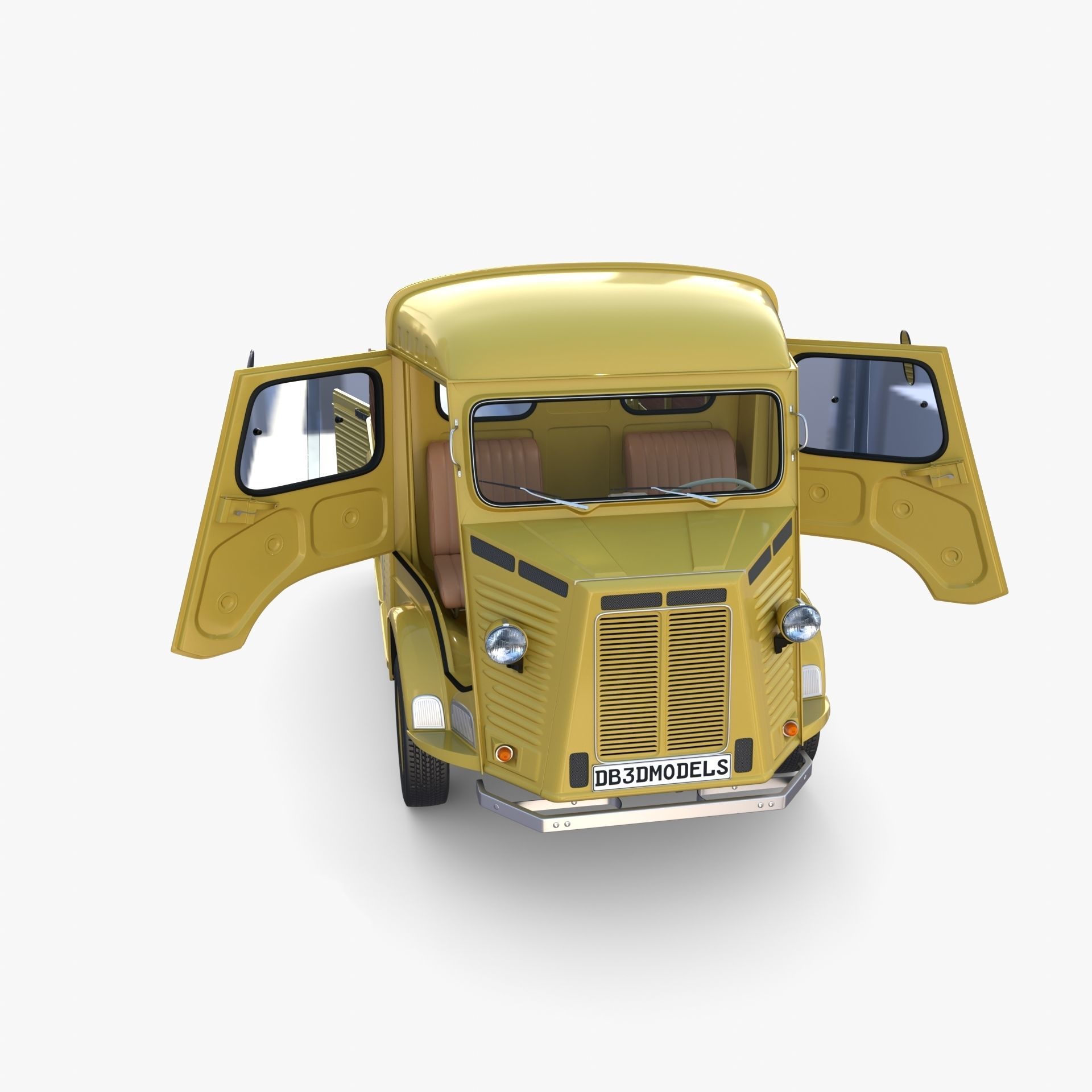 Generic 40s Van Pick Up with interior v2 3D model_19