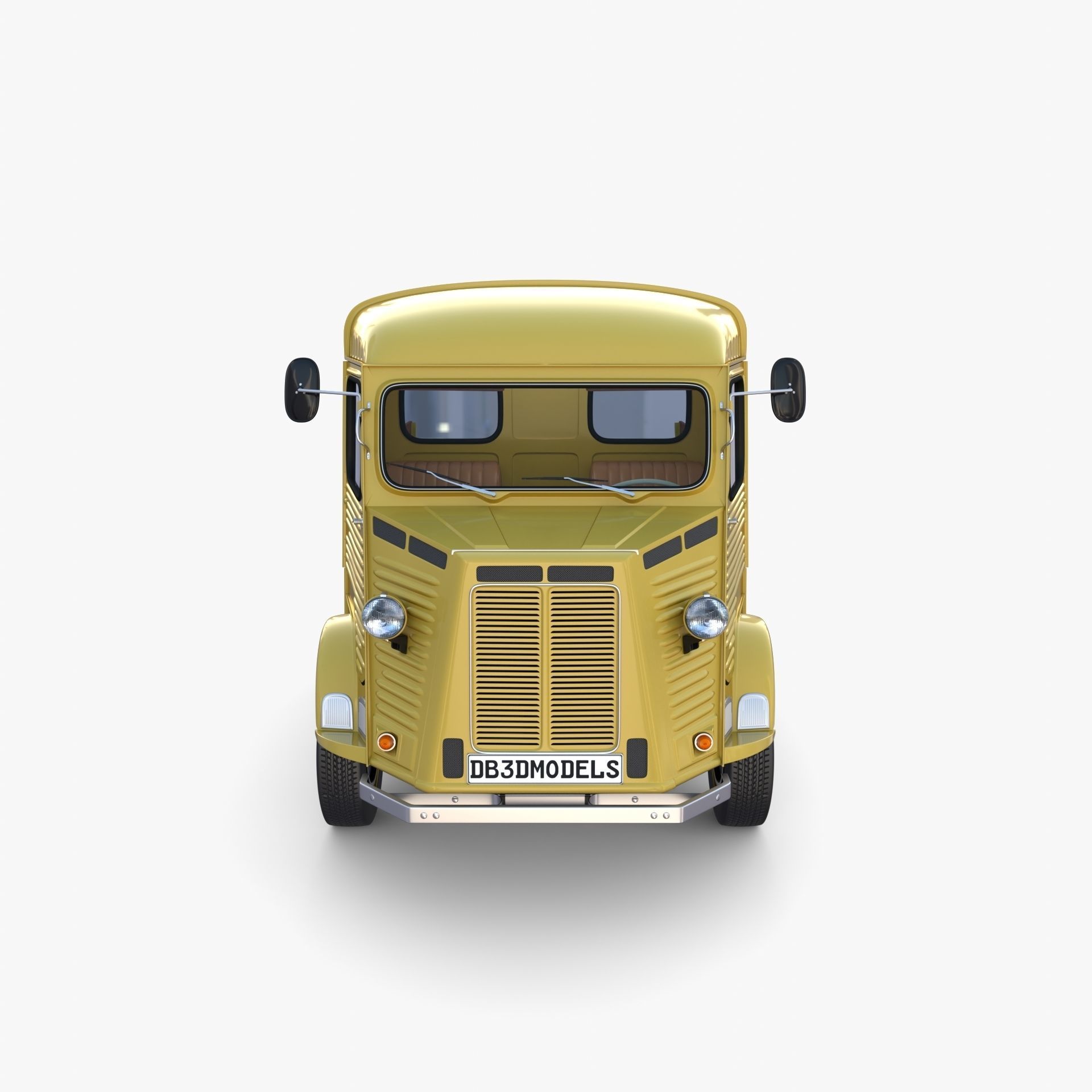 Generic 40s Van Pick Up with interior v2 3D model_6